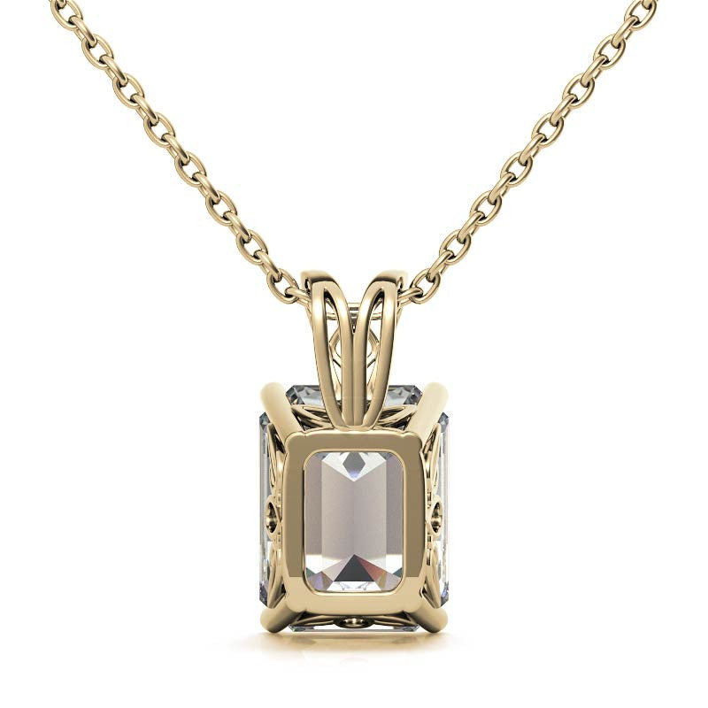 Minimalist Emerald Cut Yellow Gold Solitaire Pendant