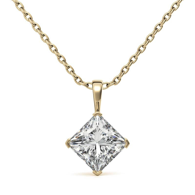 Dainty Sterling Silver Princess Cut Pendant