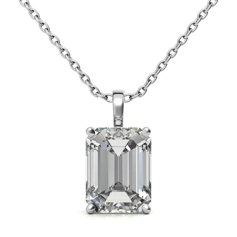 Emerald Cut Pendant and Earrings Set for Women