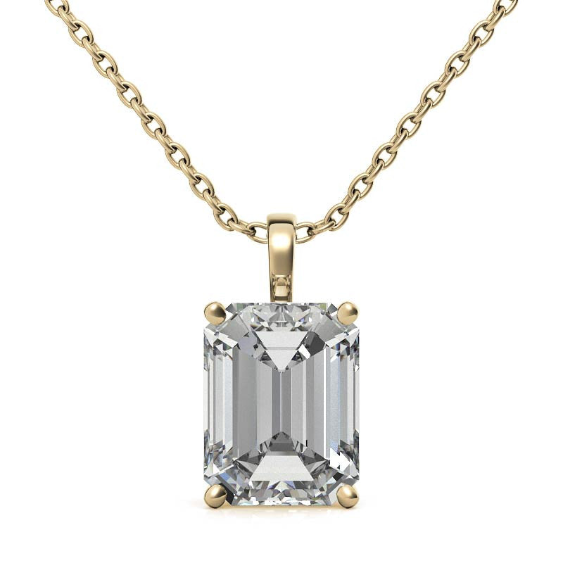 Emerald Cut Solitaire Pendant For Women