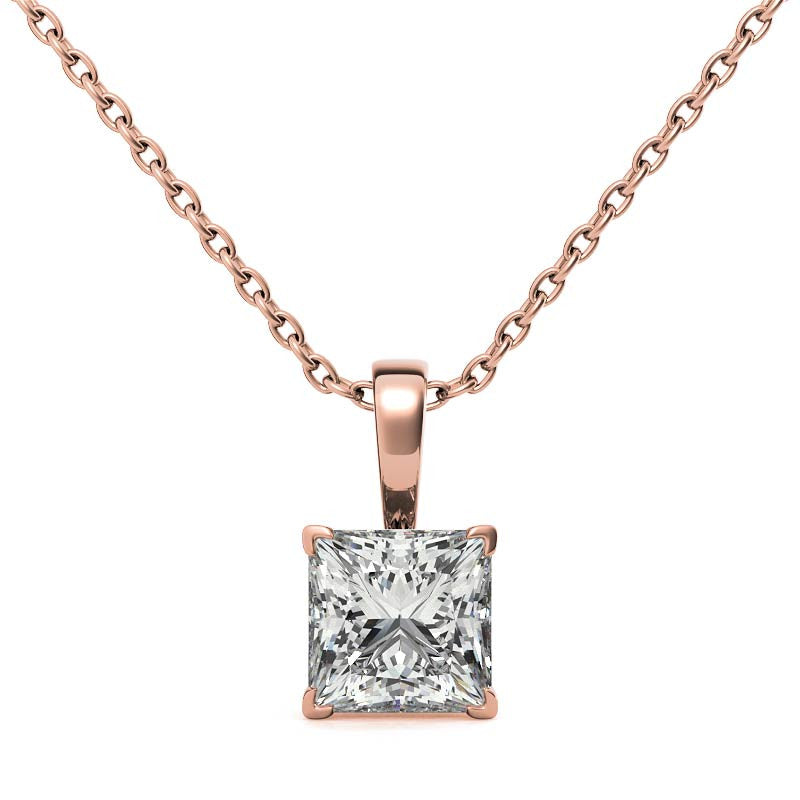 Sparkling Princess Cut Diamond Pendant