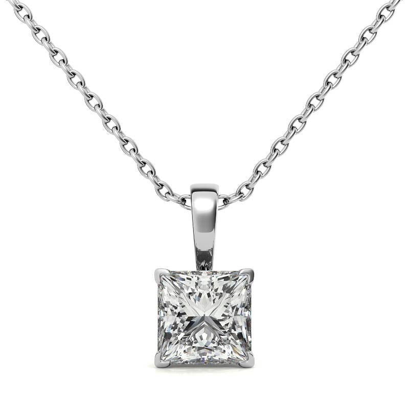 Elegant Princess Cut Diamond Pendant