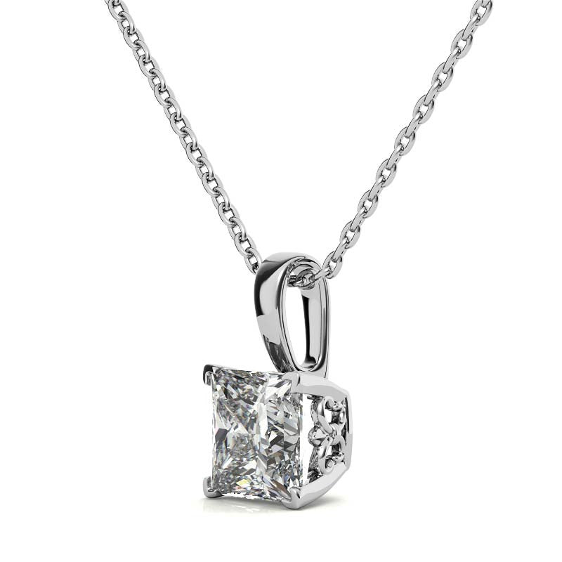 Elegant Princess Cut Diamond Pendant