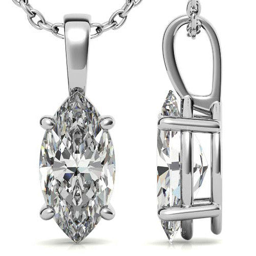 Luxury White Gold Marquise Cut Pendant