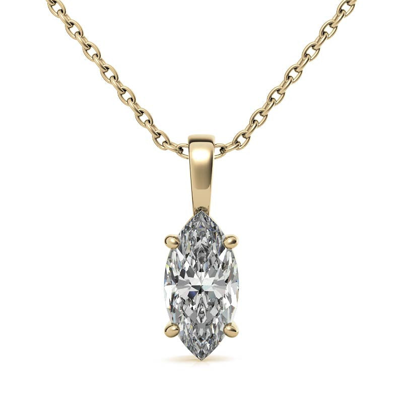 Luxury Yellow Gold Marquise Cut Pendant