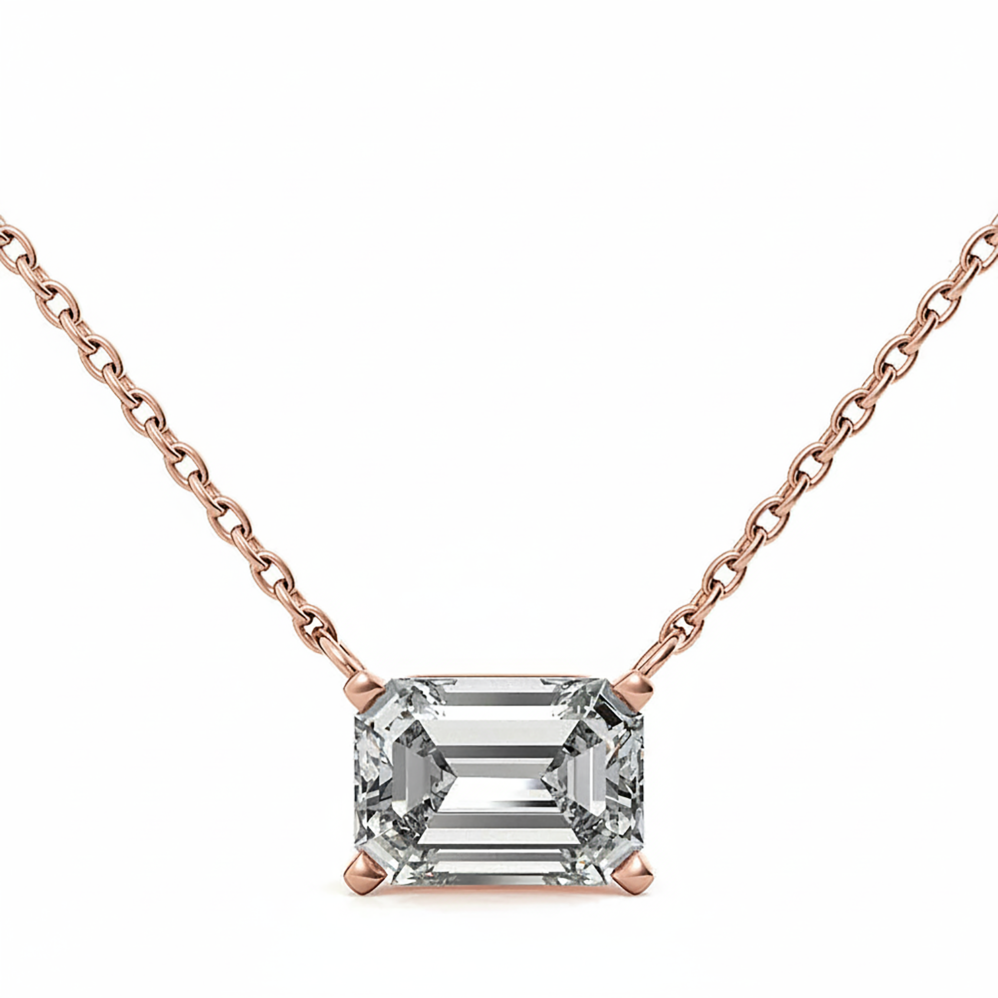 Rose Gold Emerald Cut Pendant