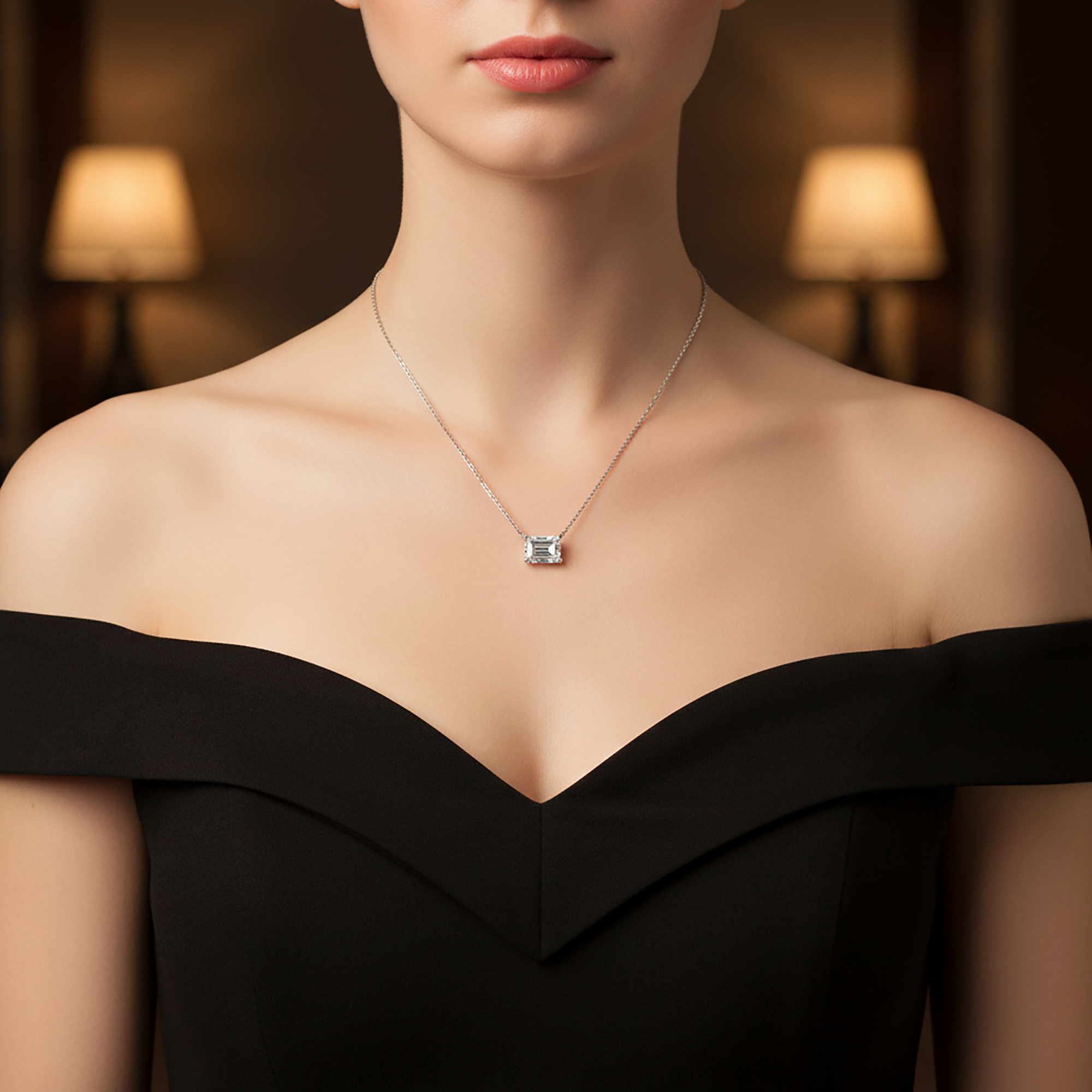 Solitaire Emerald Cut Pendant