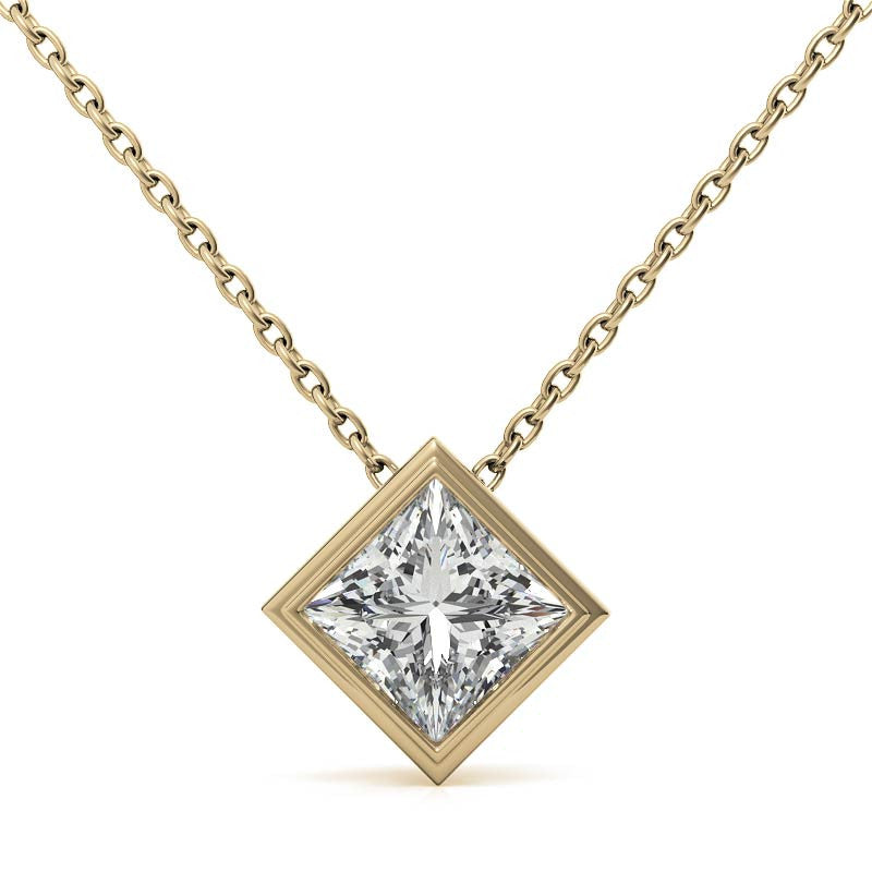 Princess Cut Solitaire Pendant for Women