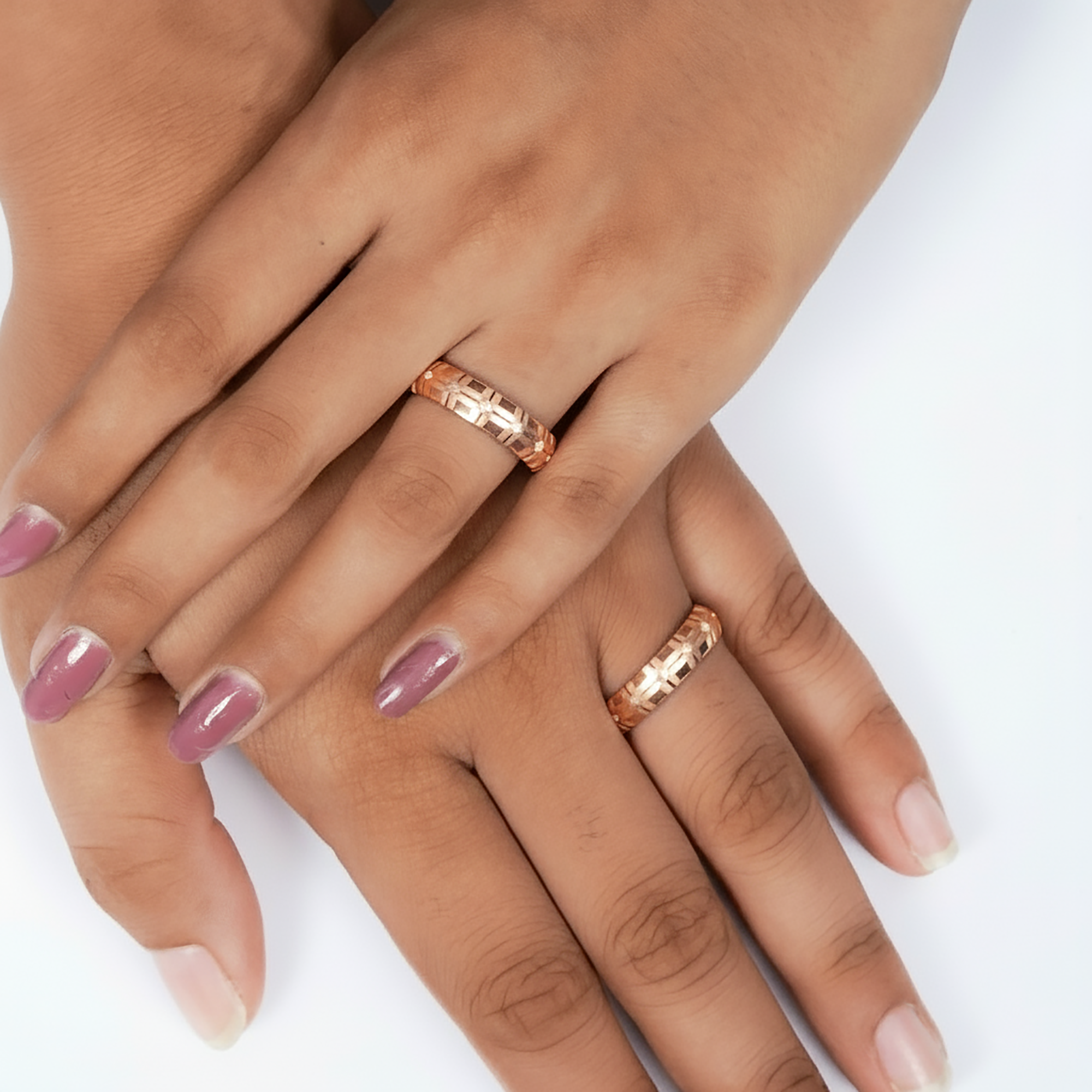 Rose Gold Geometric Couple Band