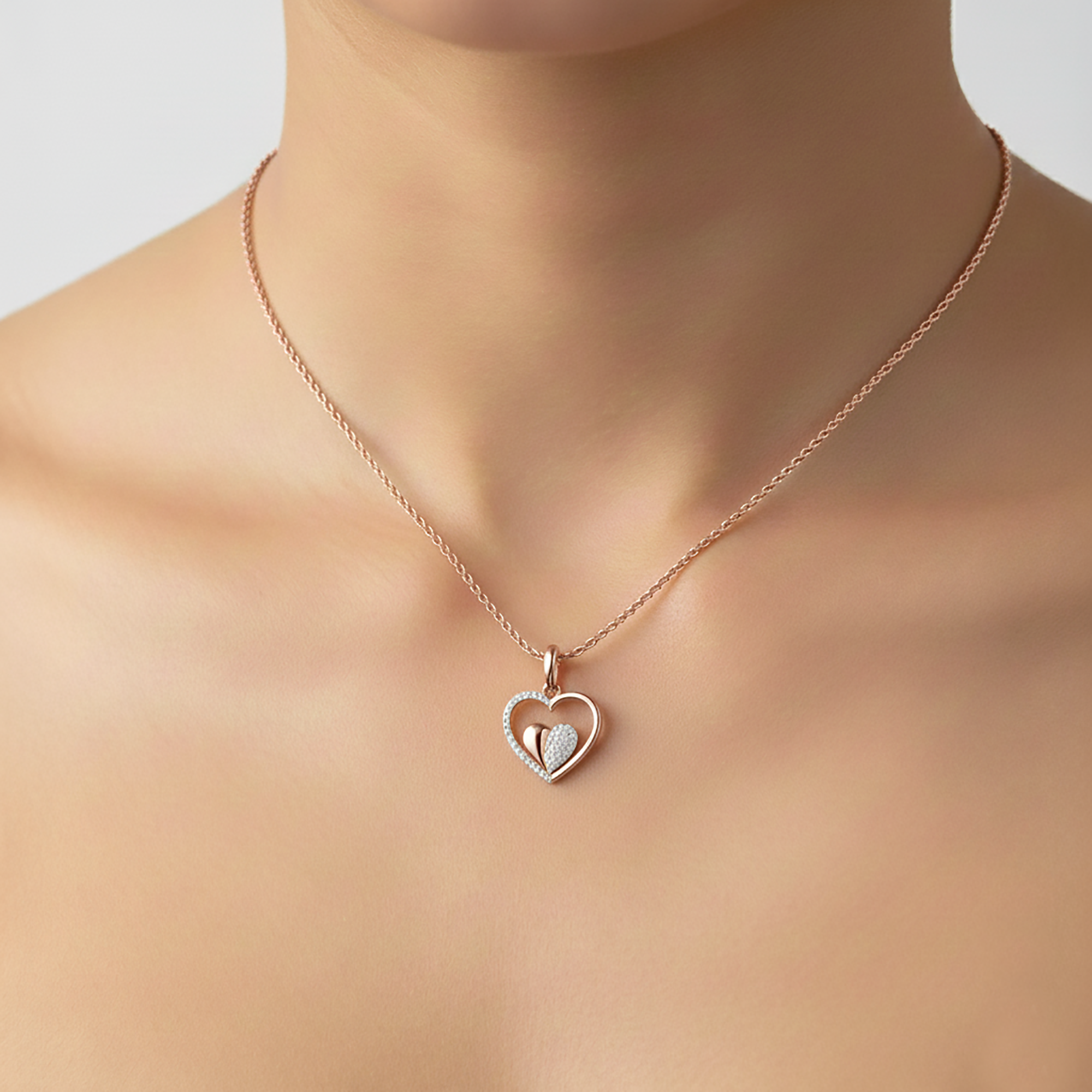 Double Heart Rose Gold Pendant