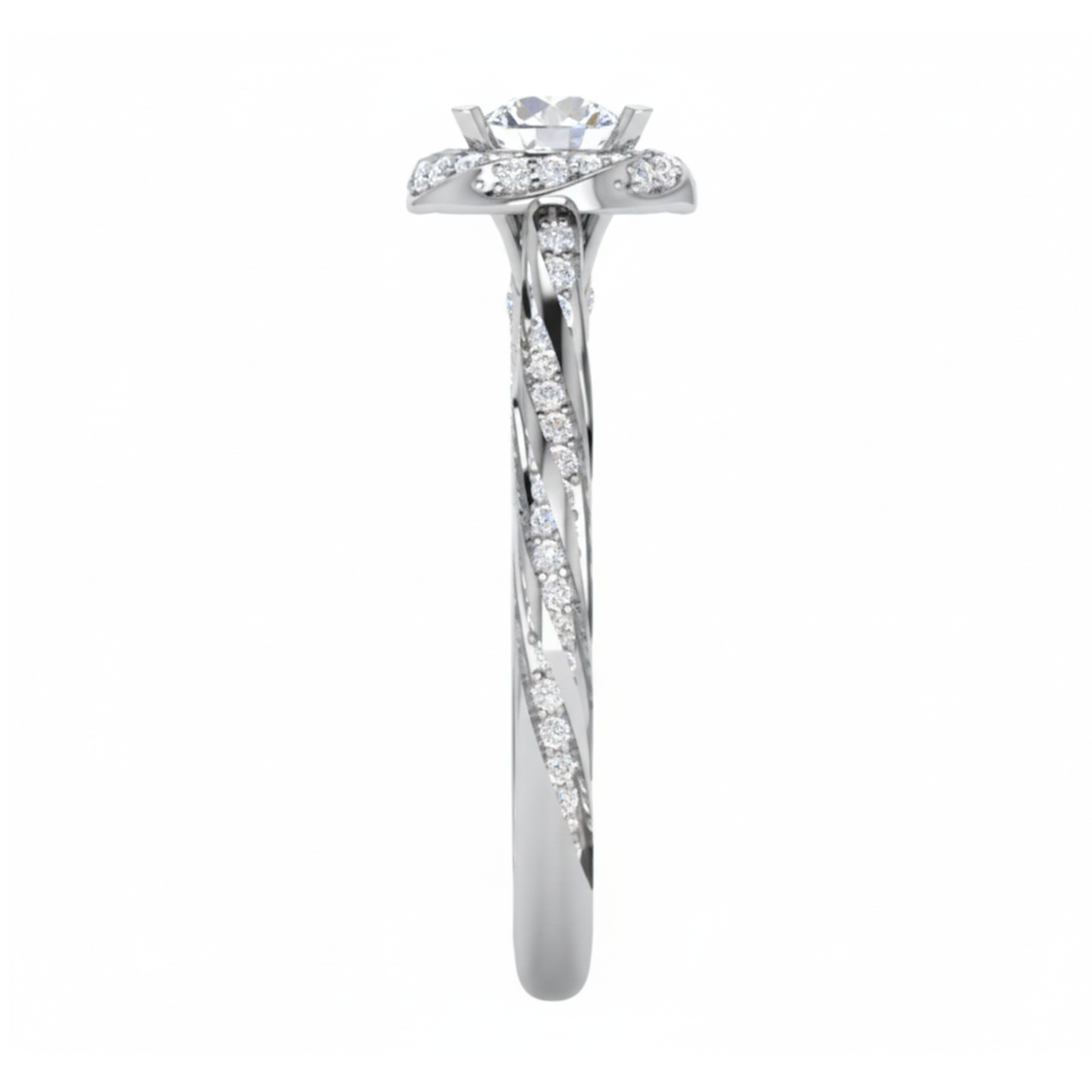 Halo Diamond Ring in Sterling Silver