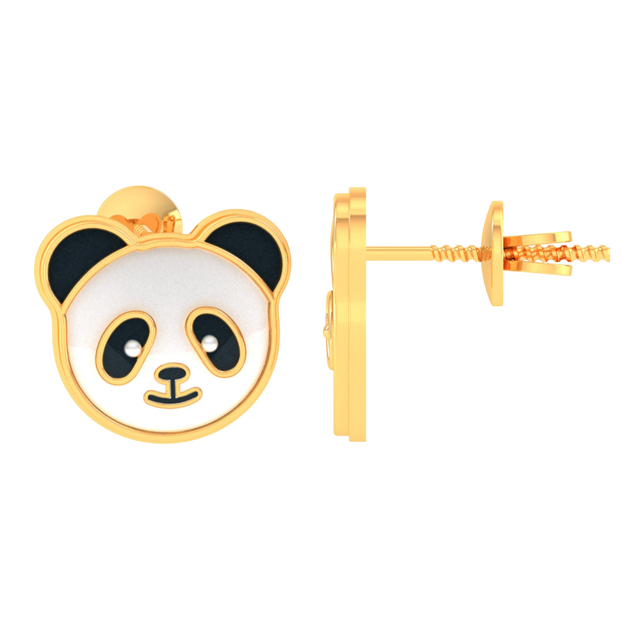 Gold Plated Panda Earrings for Girls