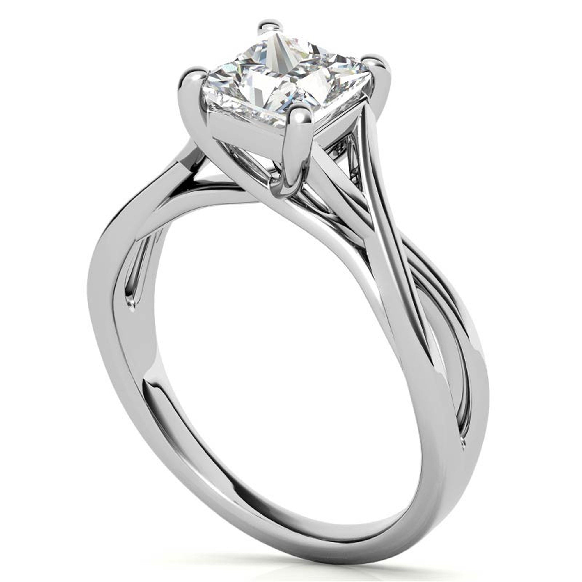 Twisted Shank Princess Cut Ring