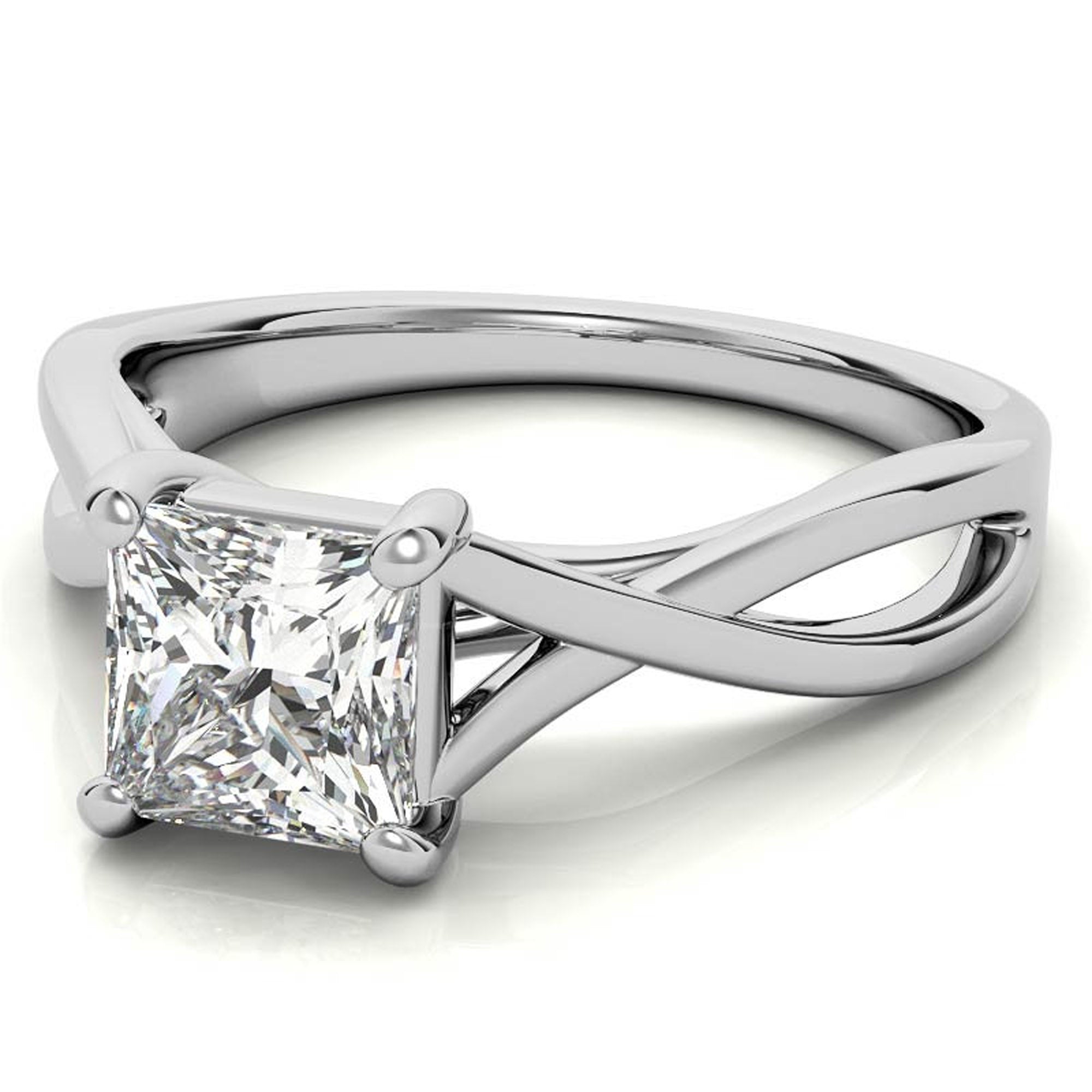 Twisted Shank Princess Cut Ring