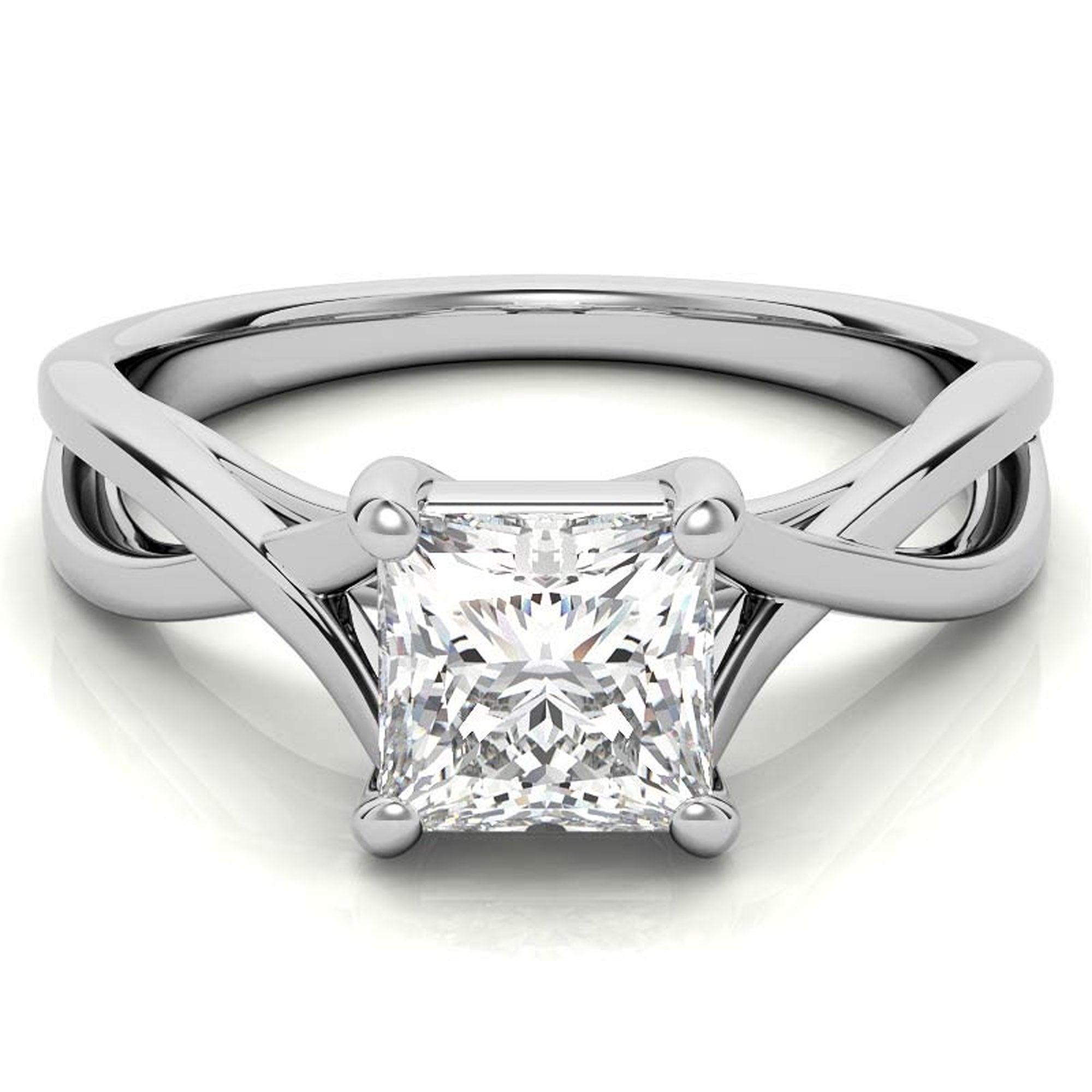 Twisted Shank Princess Cut Ring
