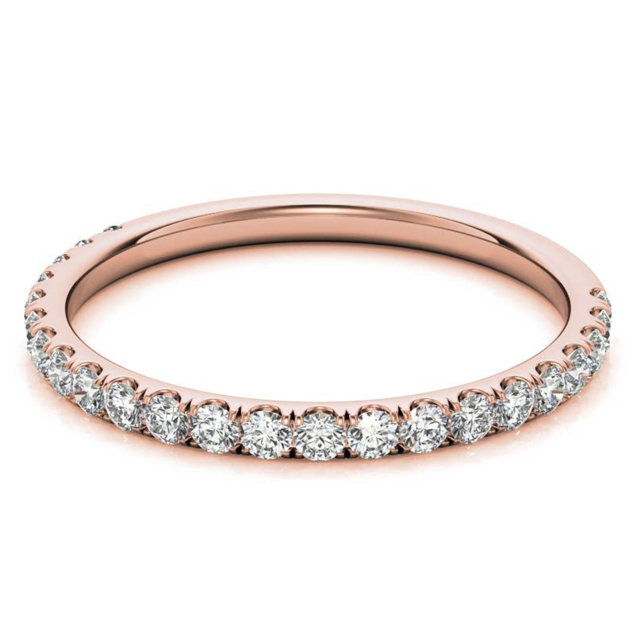 Sterling Silver Delicate Adjustable Round Studded Diamonds Rose Gold Ring For Women