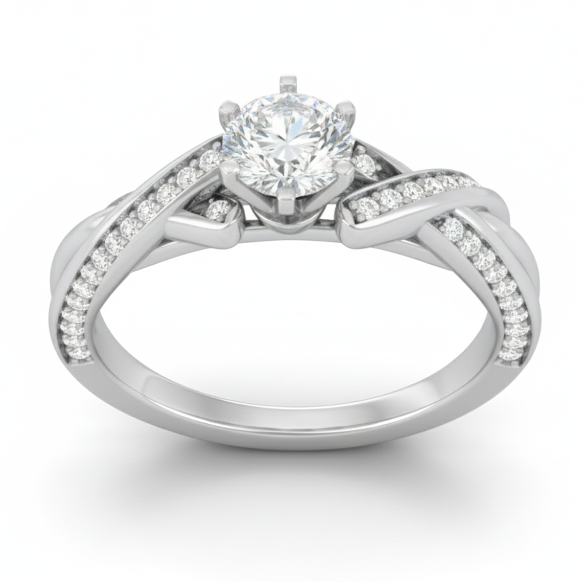 Crisscross Diamond Engagement Ring