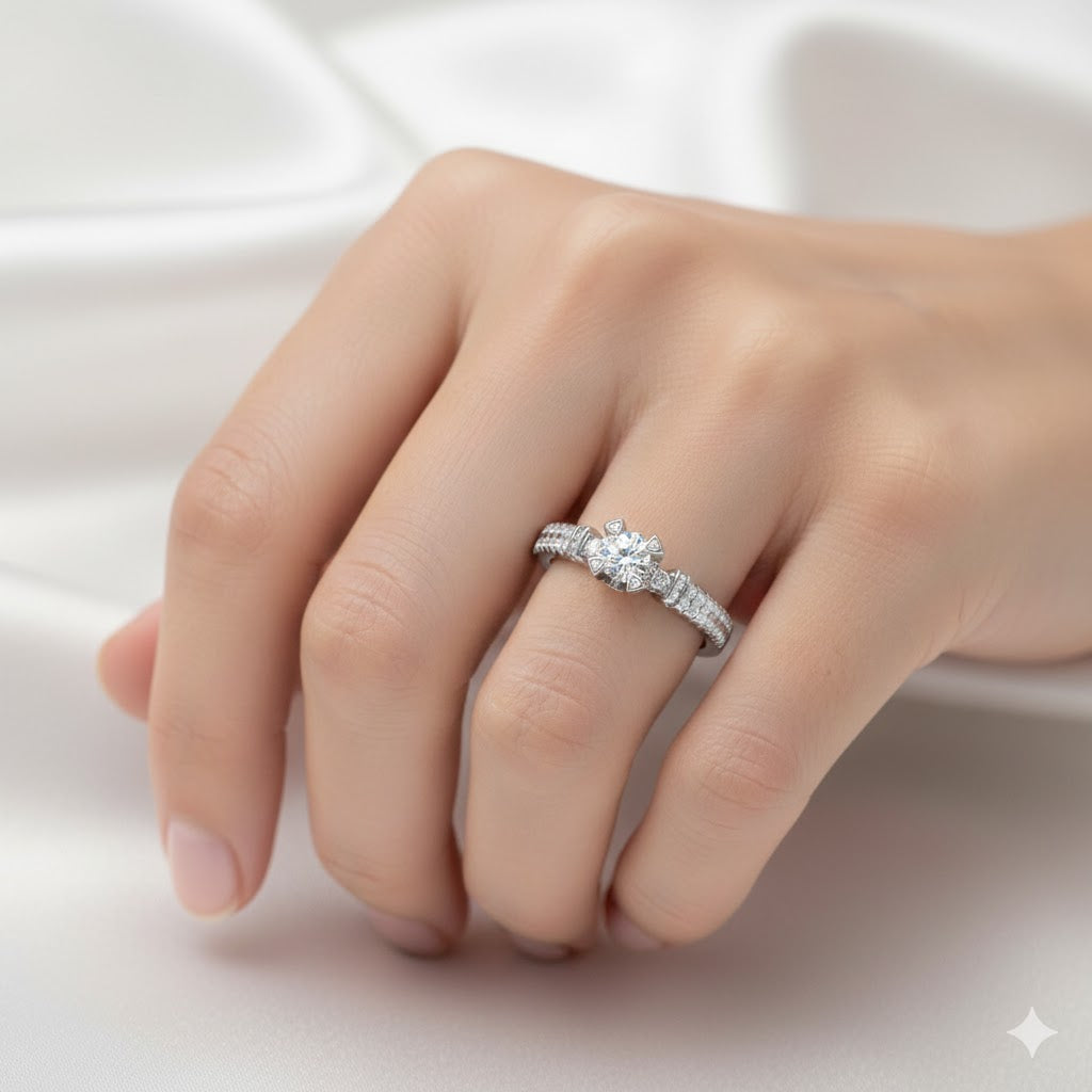 Elegant Silver Diamond Ring