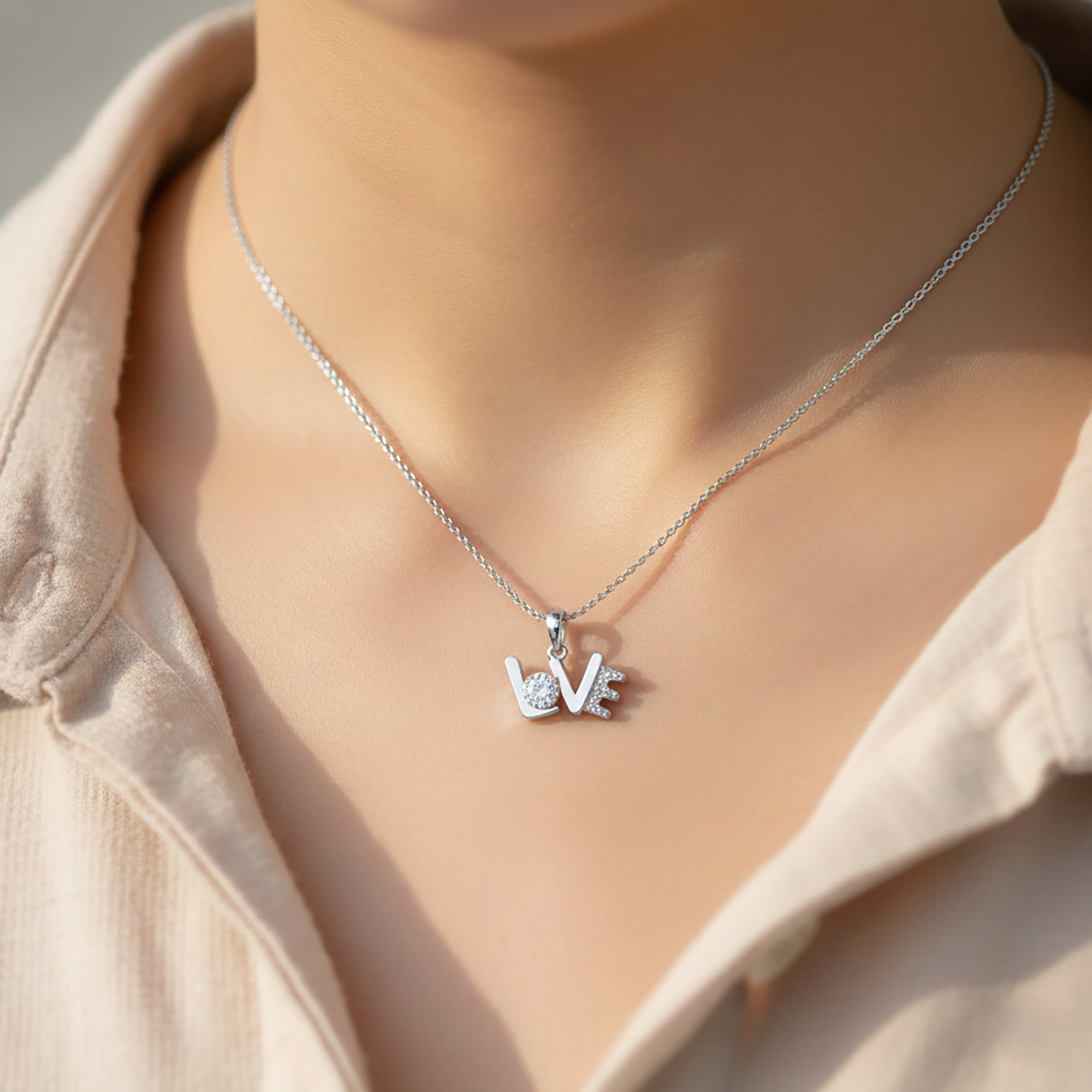 Sterling Silver Love Script Pendant