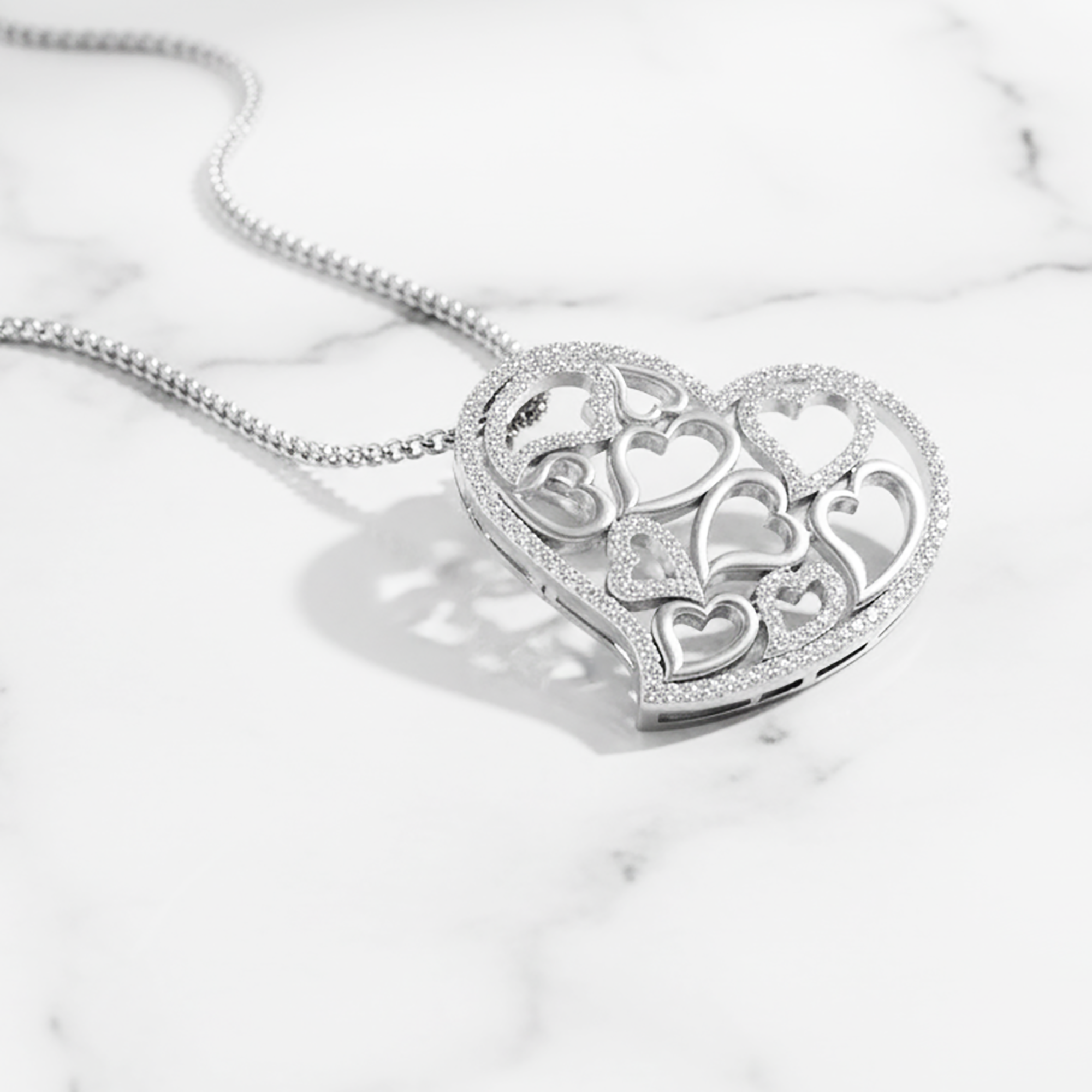 White Gold Multi Heart Pendant