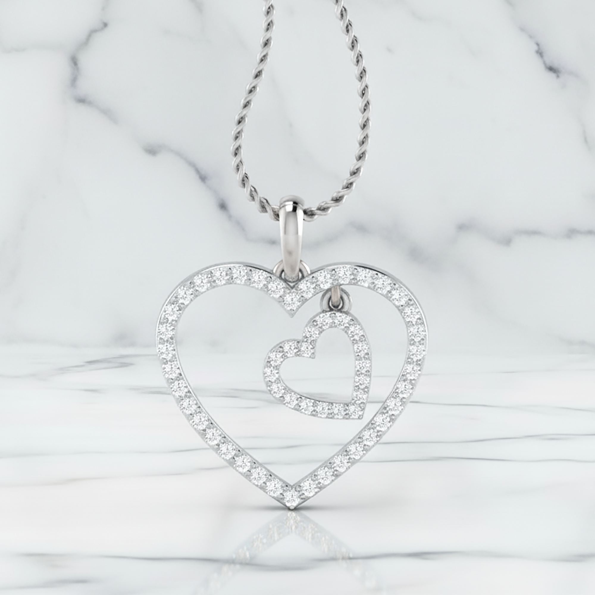 Diamond Accent Double Heart Pendant
