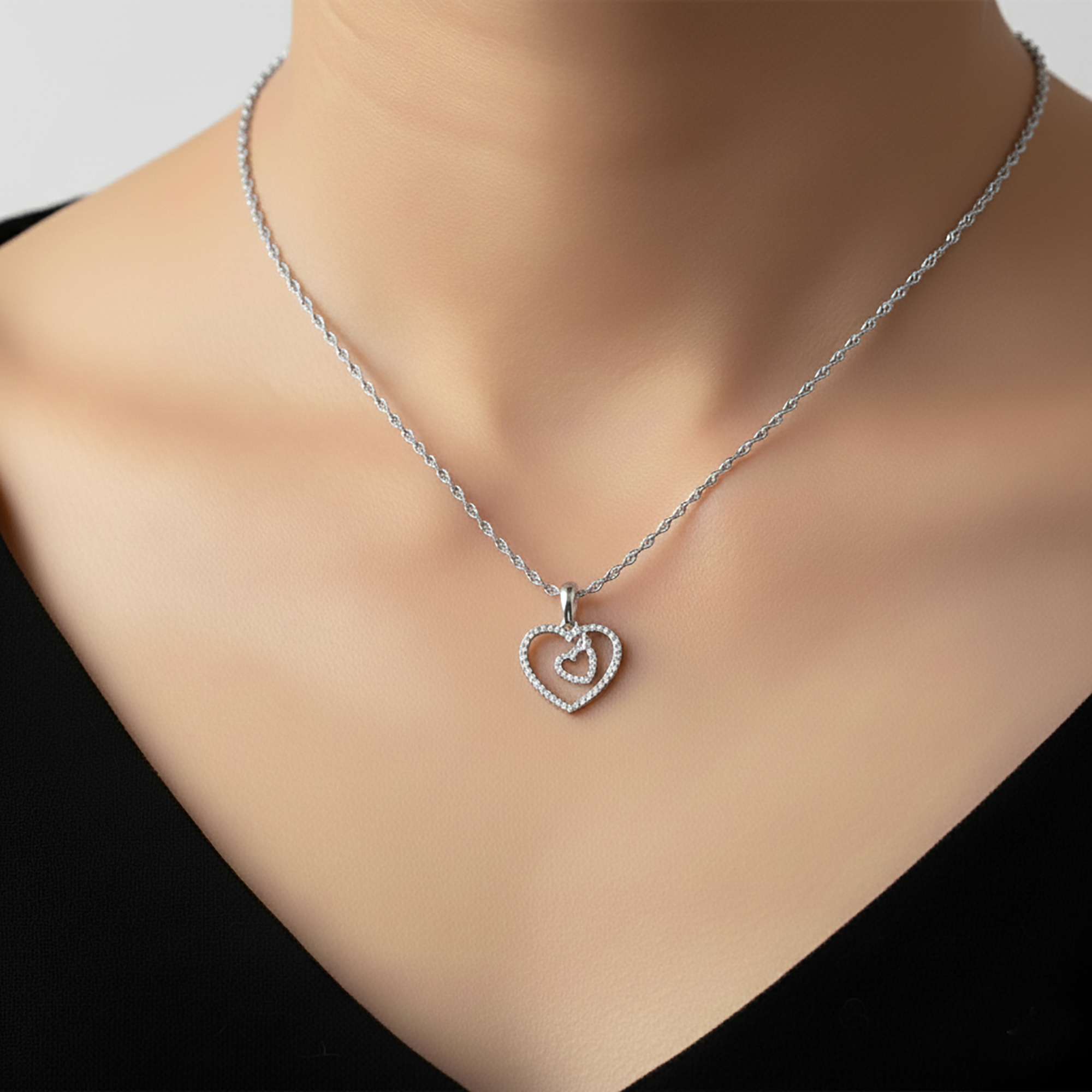 Diamond Accent Double Heart Pendant