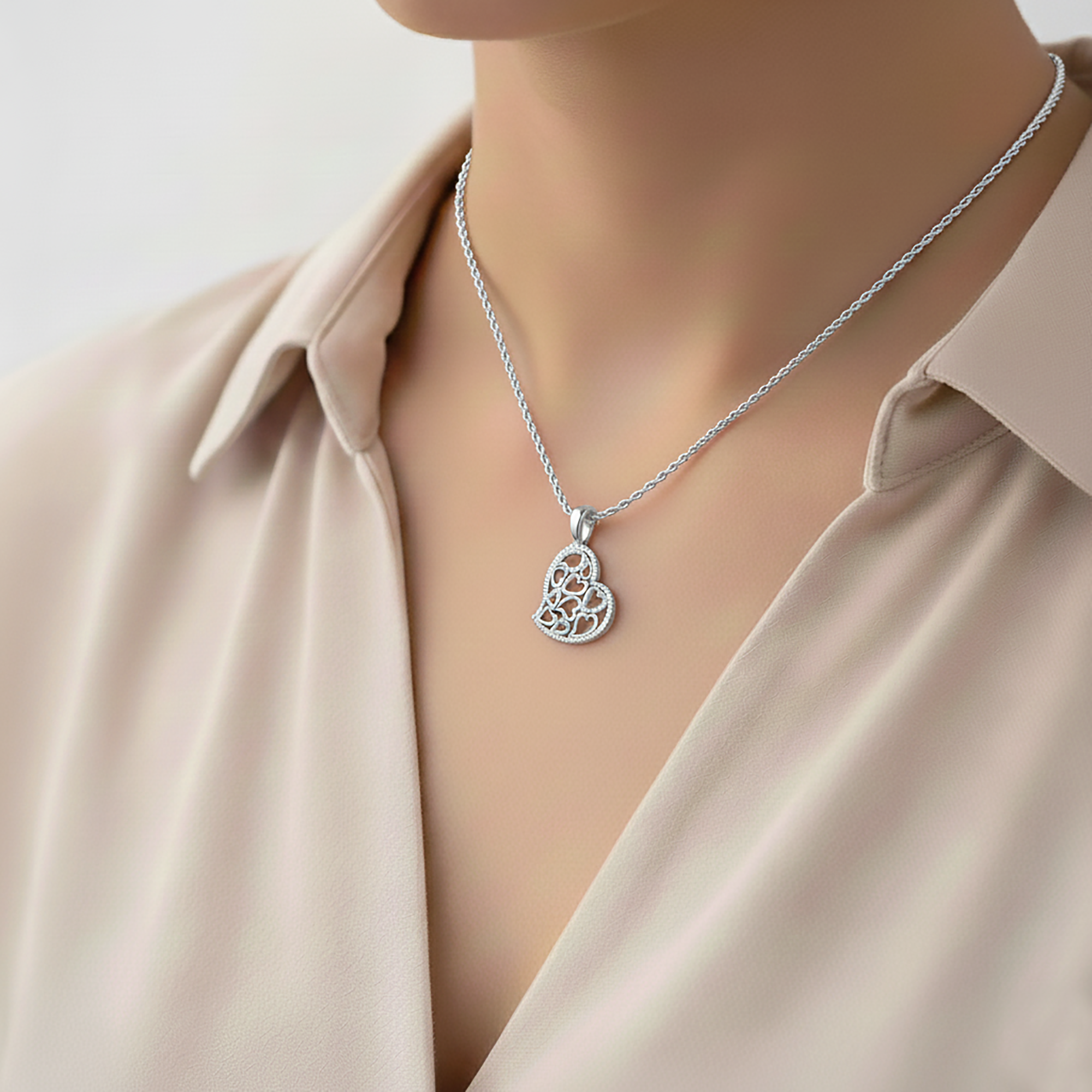 White Gold Multi Heart Pendant