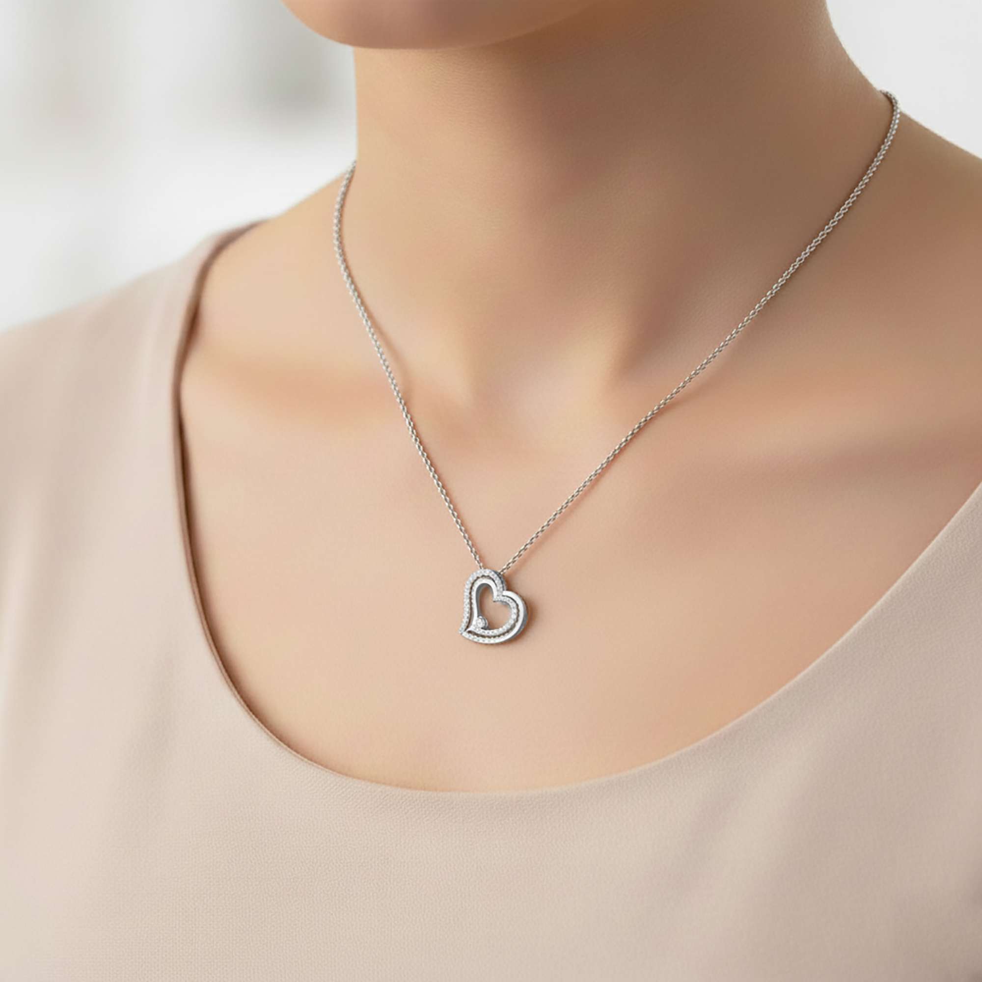 Twin Hearts Embrace Silver Pendant