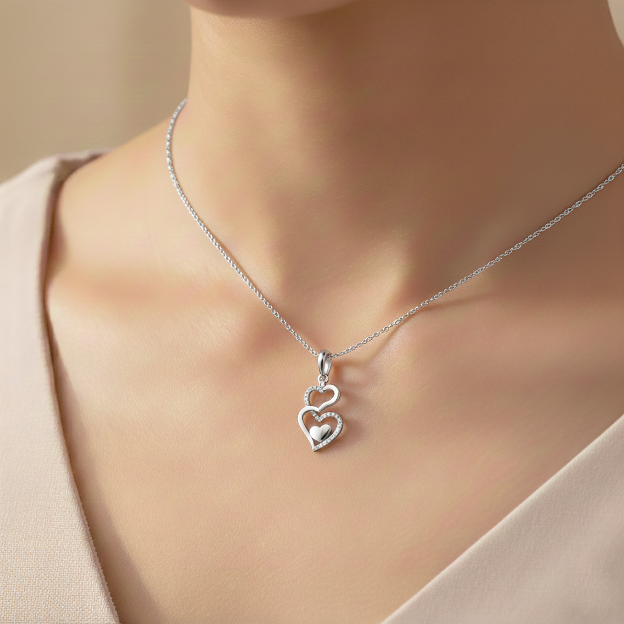 Triple Heart Diamond Pendant