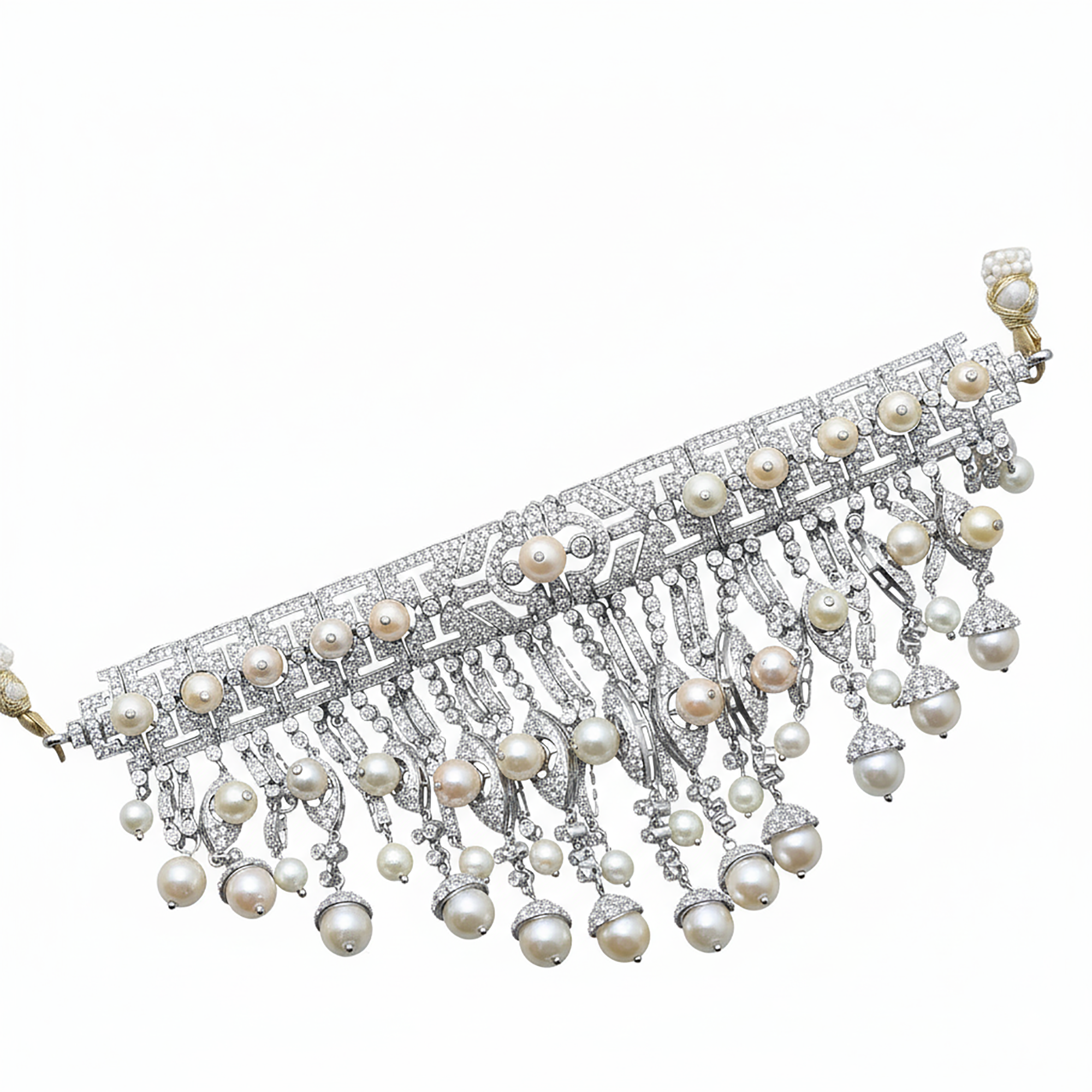 Pearl Choker with American Diamonds