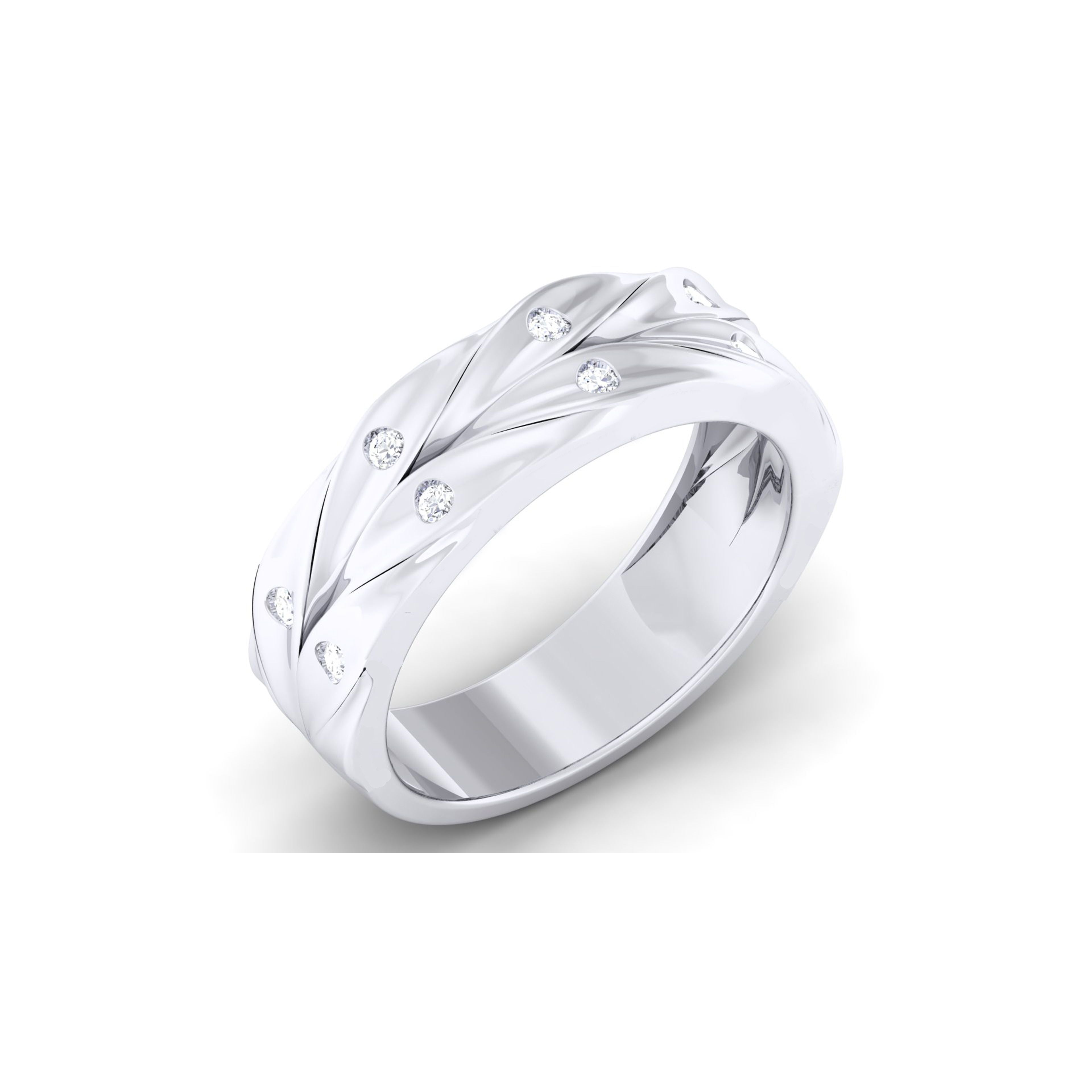 Adjustable Classic Silver White Gold Twisted Band