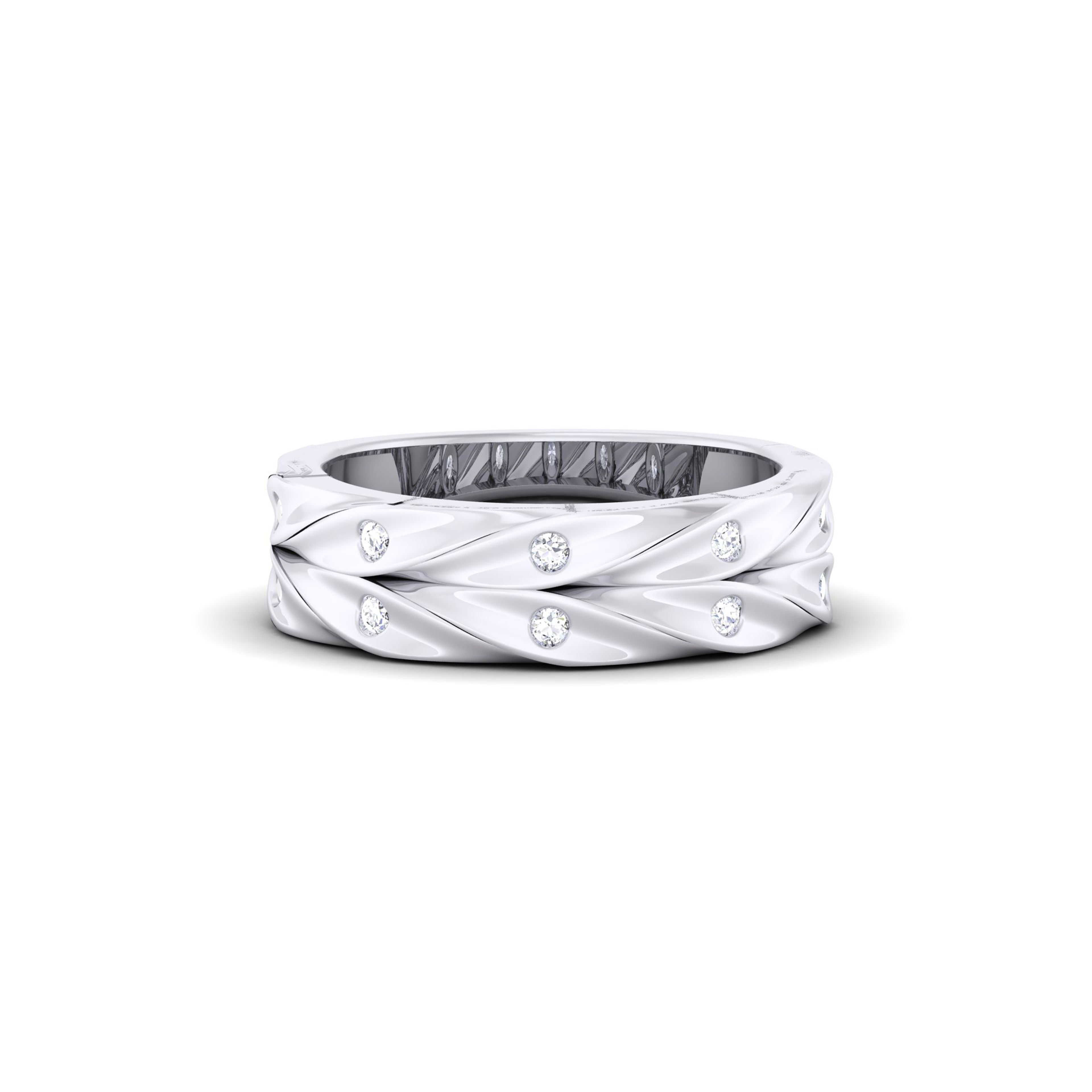 Adjustable Classic Silver White Gold Twisted Band