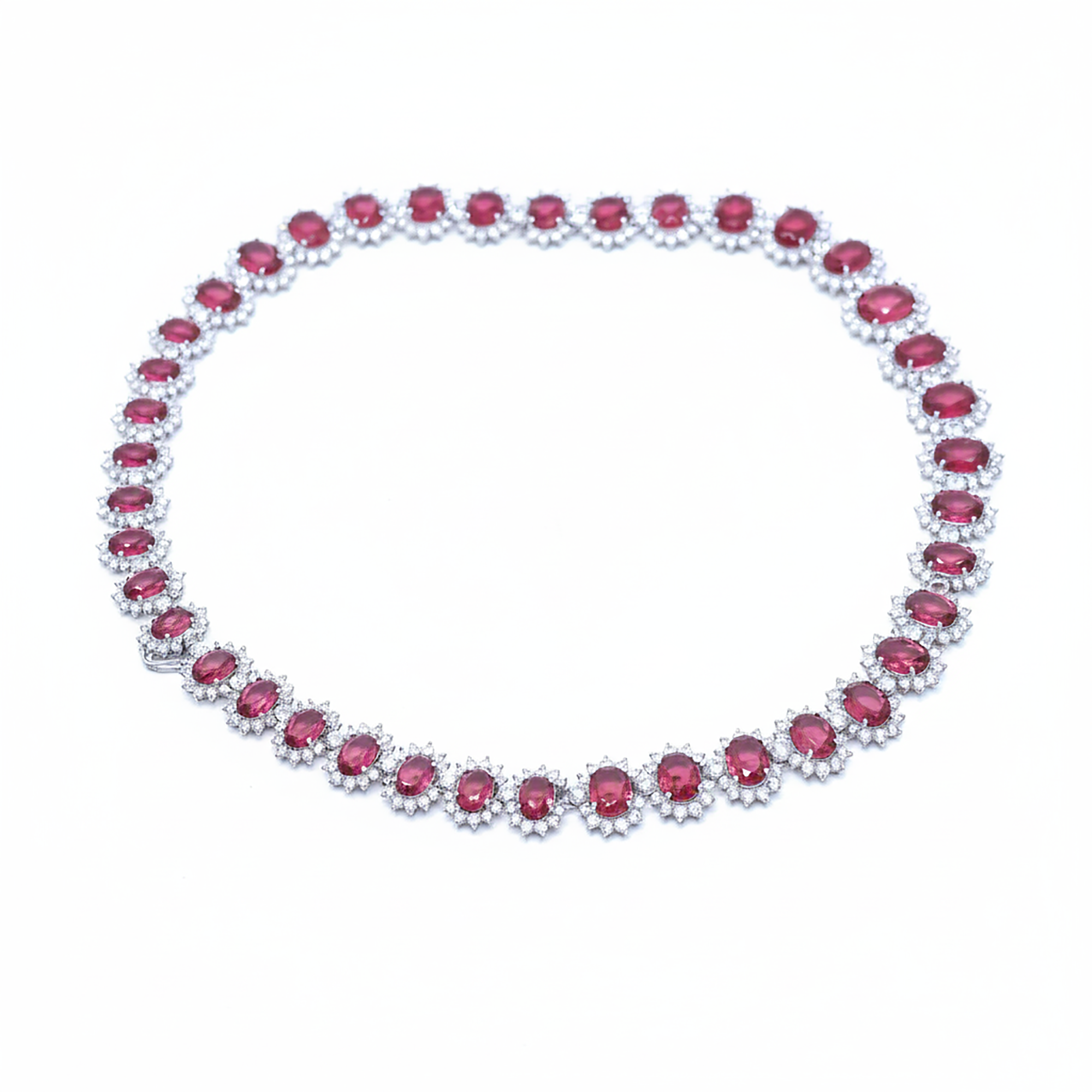 White Gold Ruby and Diamond Necklace