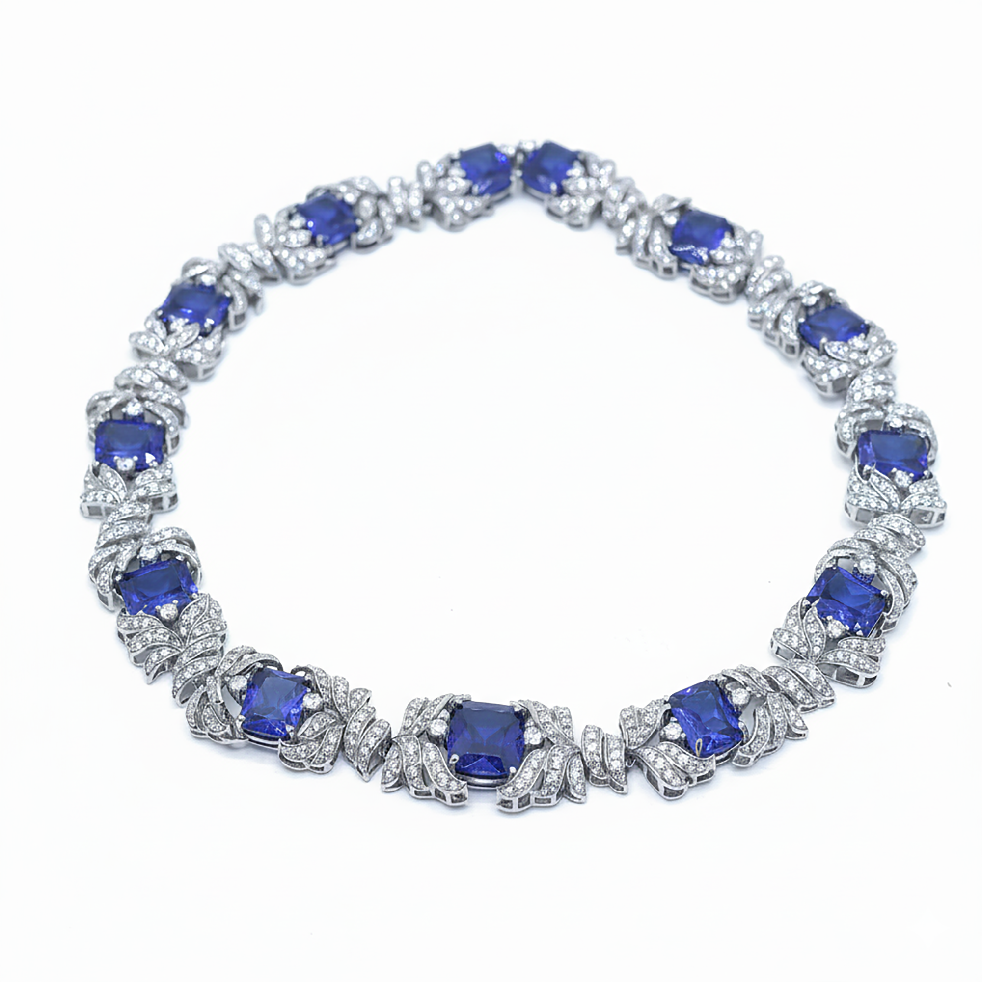 Elegant Blue Sapphire and Diamond Necklace