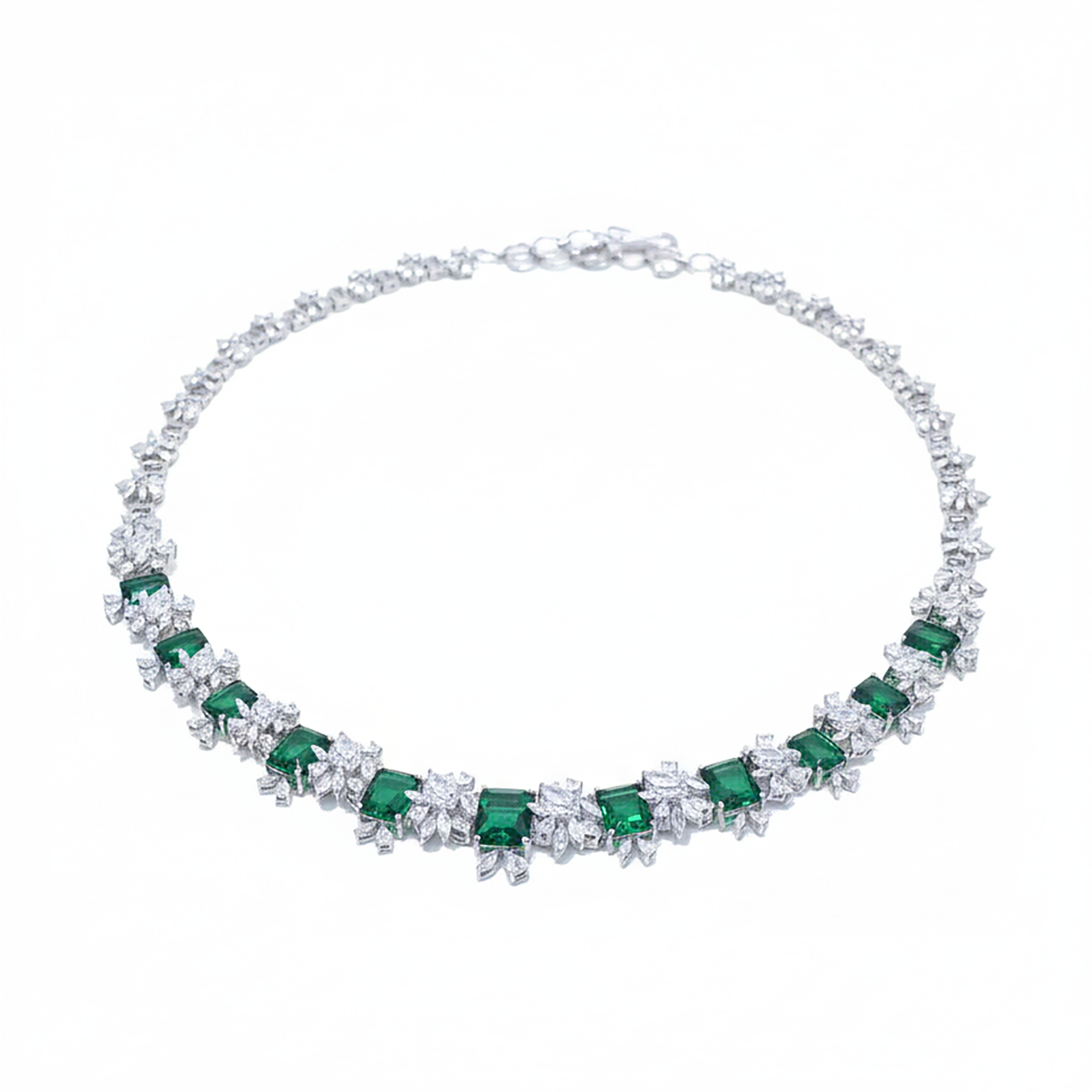 Emerald and American Diamond Necklace