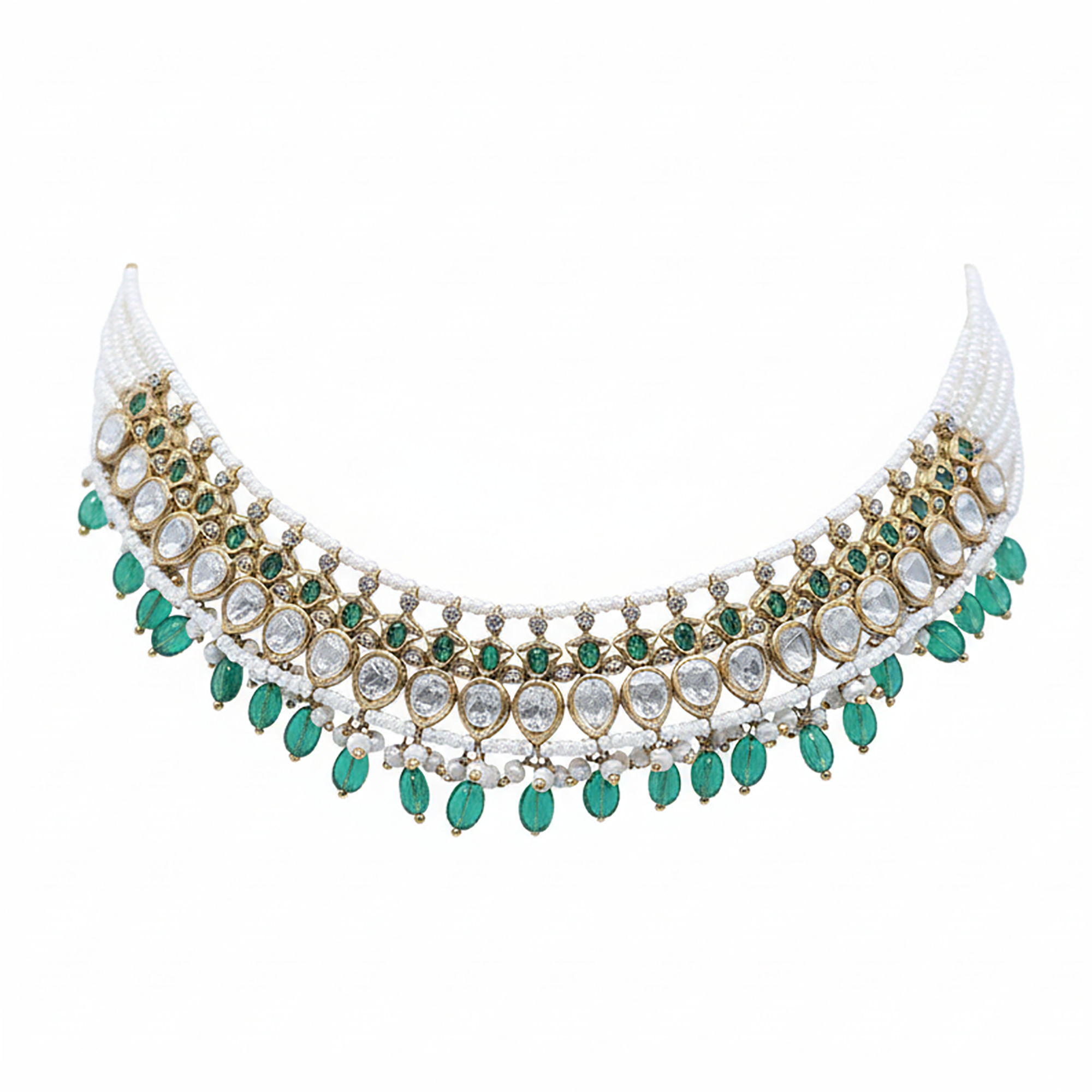 Traditional Polki Emerald Choker Necklace