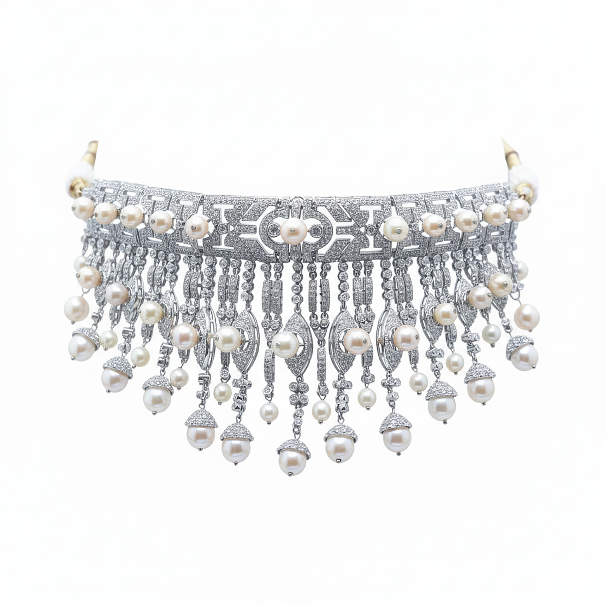 Pearl Choker with American Diamonds