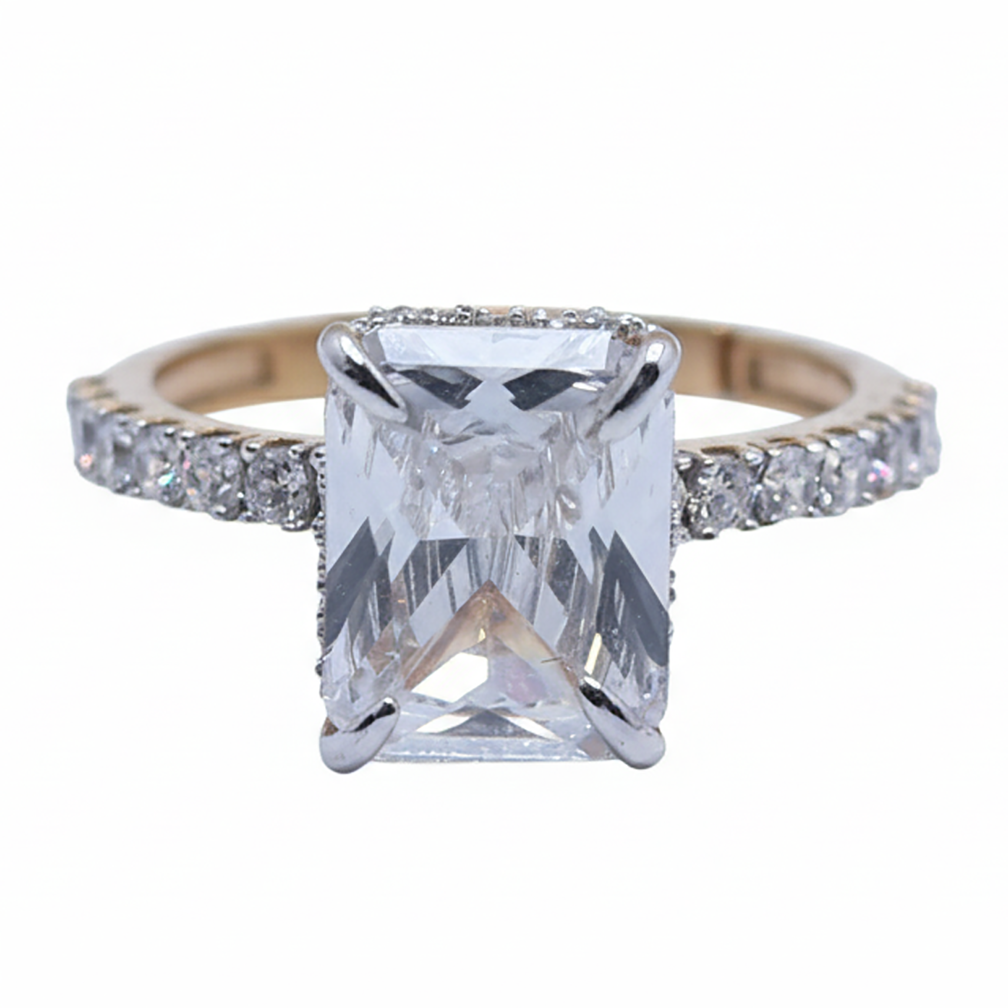 Radiant Cut Silver Ring