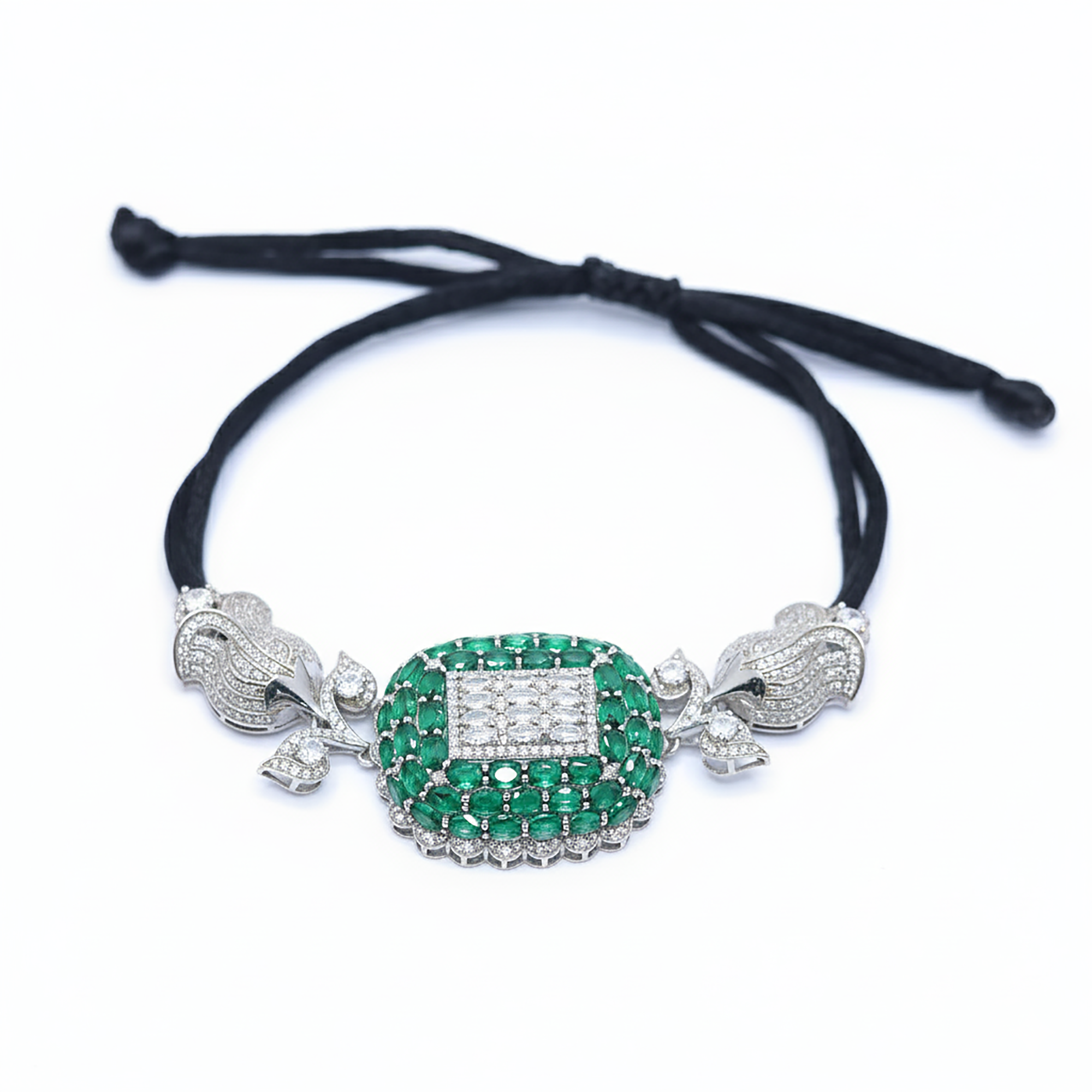 Royal Emerald Halo Diamond Bracelet