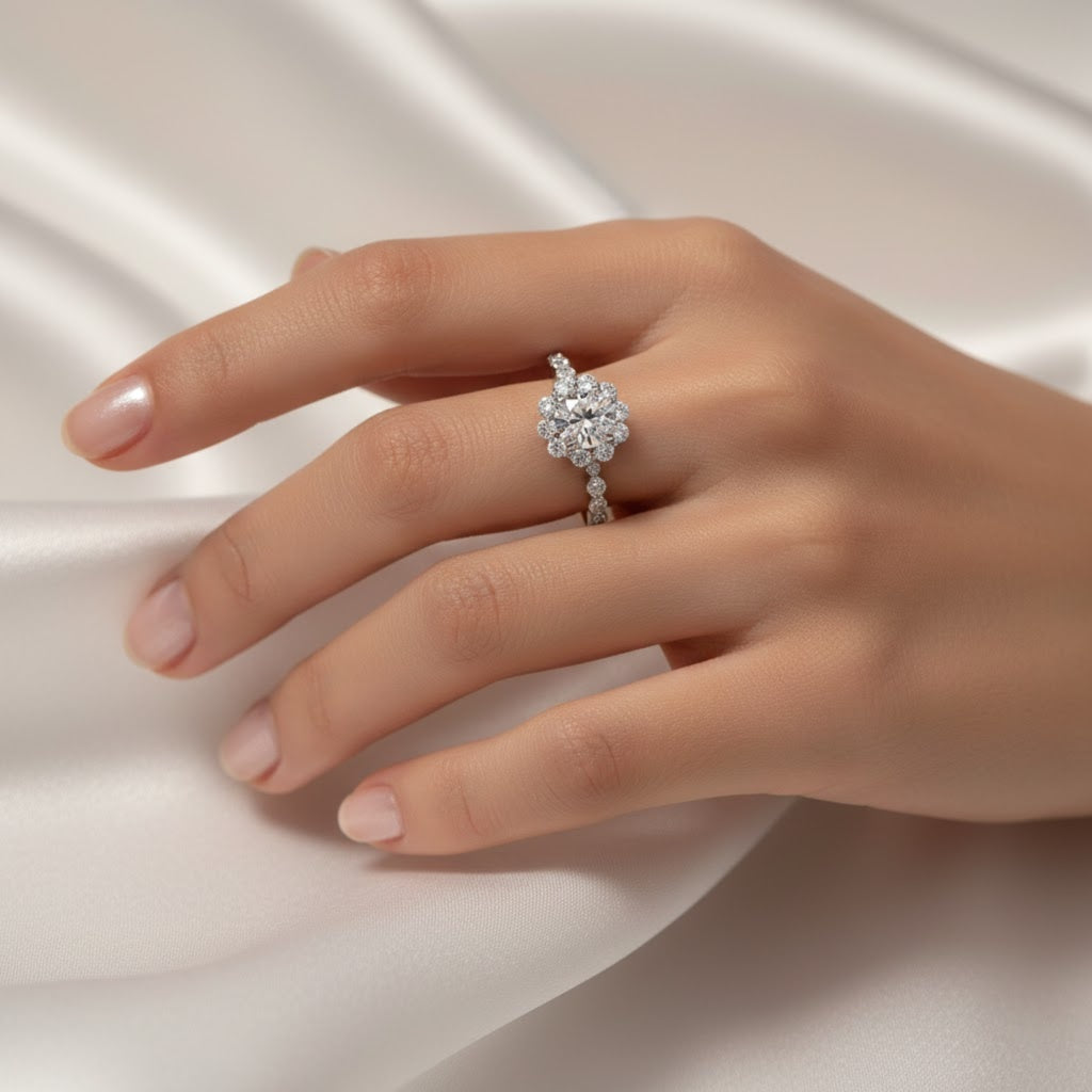 Sterling Silver Oval Halo Ring