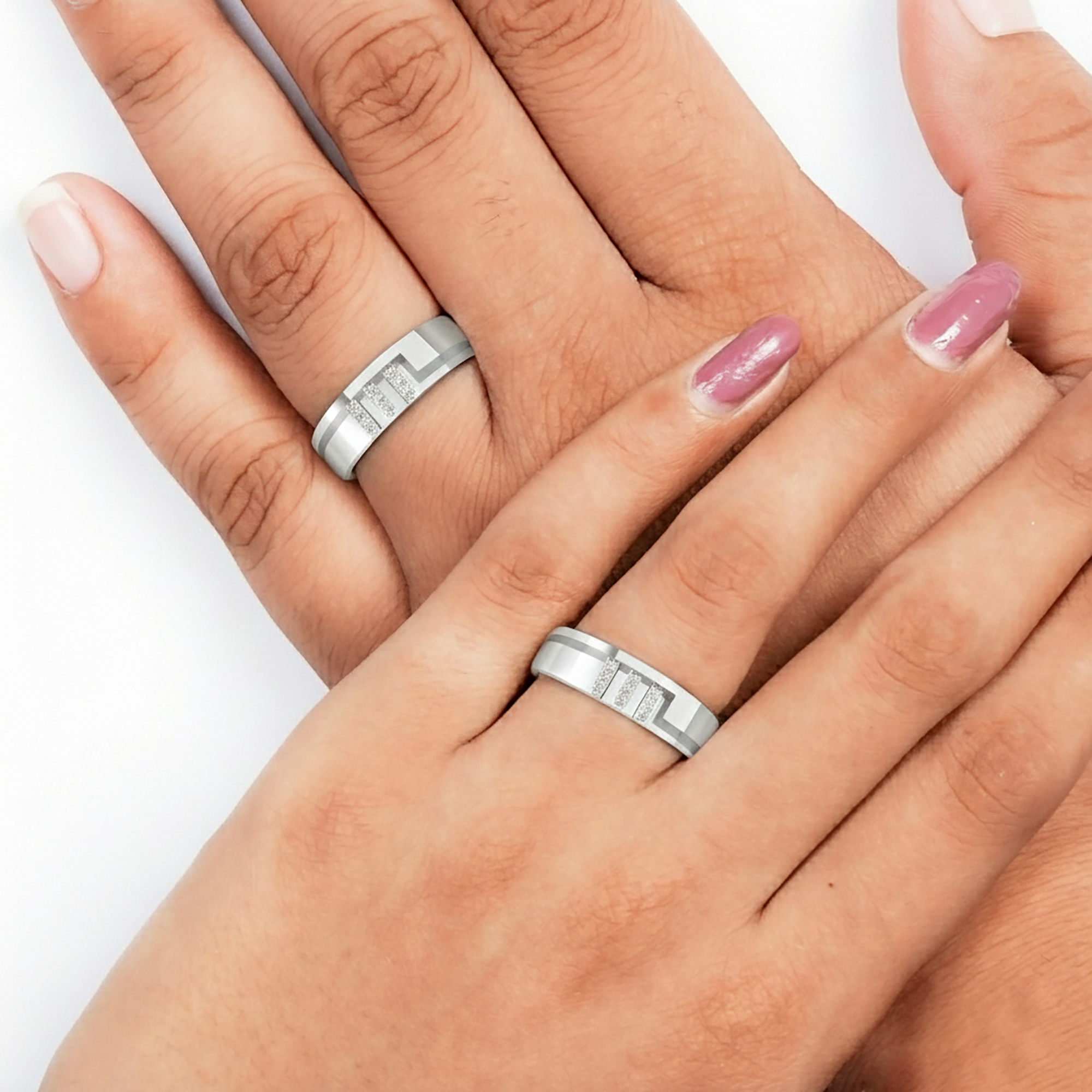 Elegent White Gold Couple Band