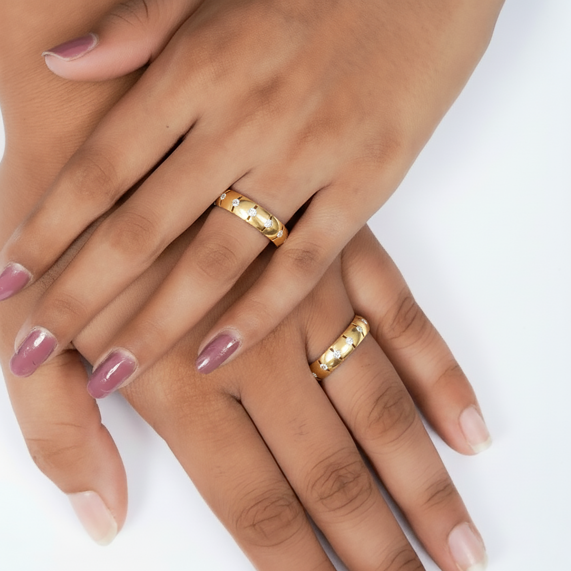 Stylish Gold Plated Couple Ring Set