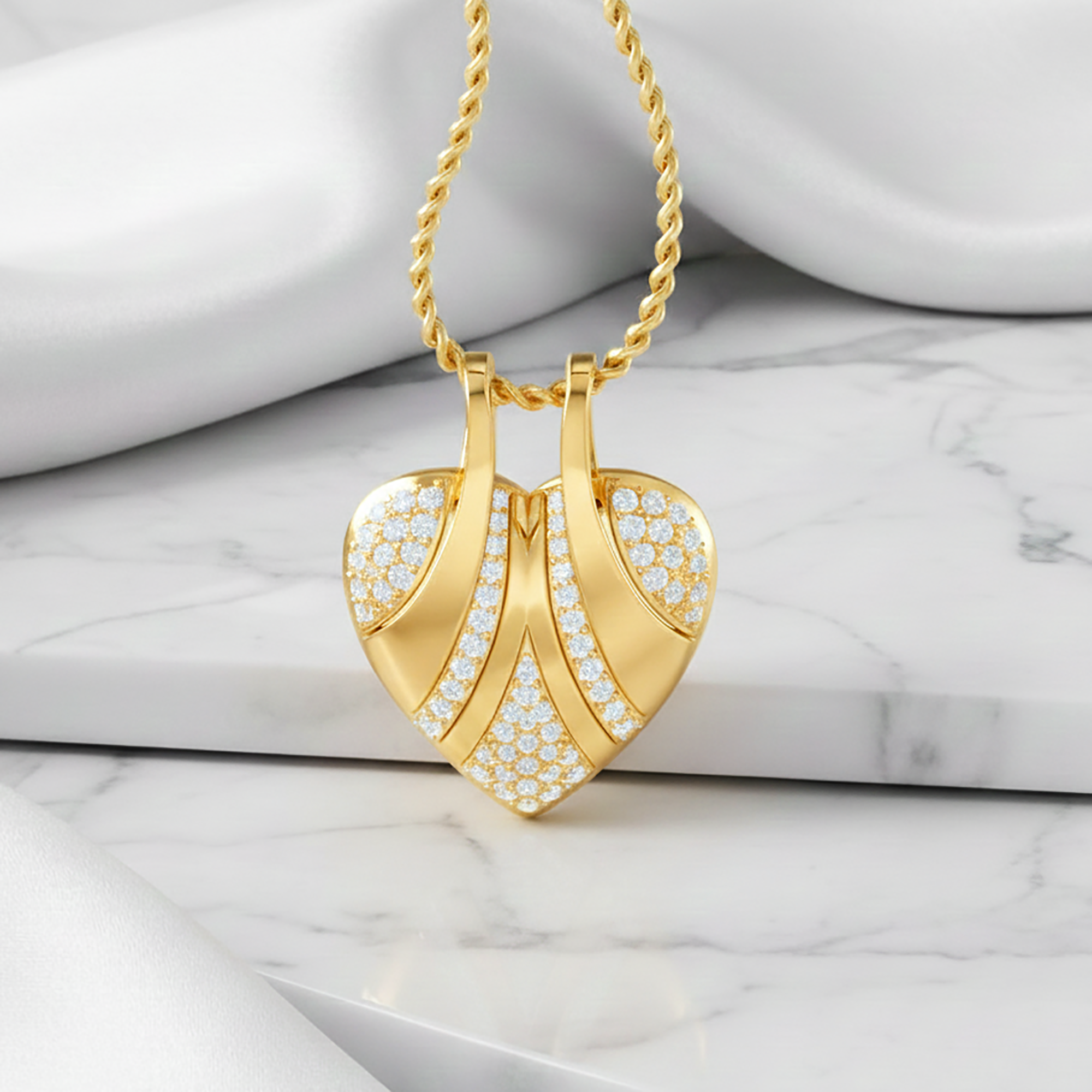 Yellow Gold Diamond Heart Pendant