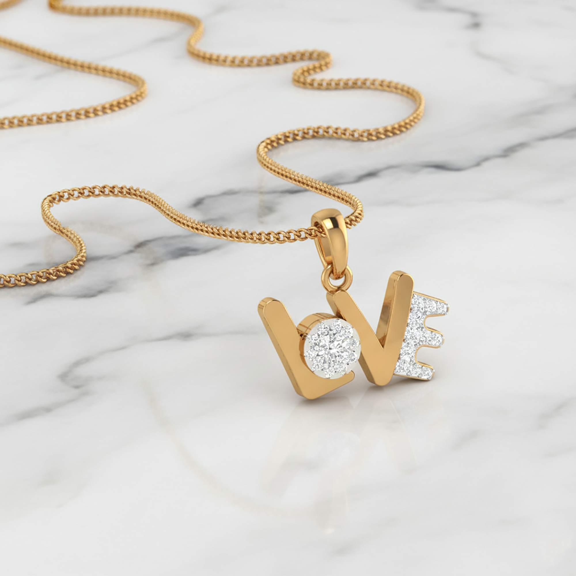 Gold Plated Love Script Pendant
