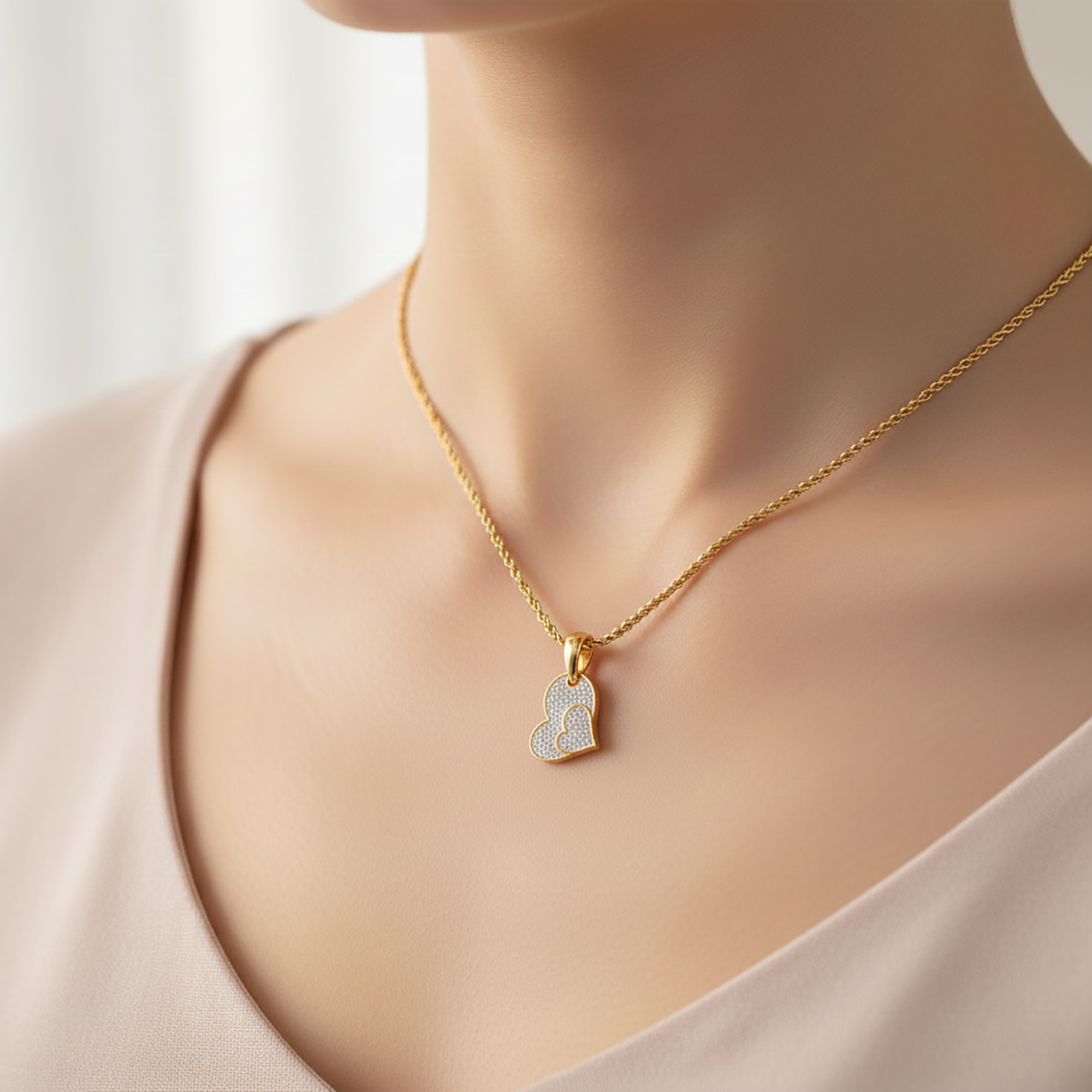 Gold Plated Double Heart Pendant