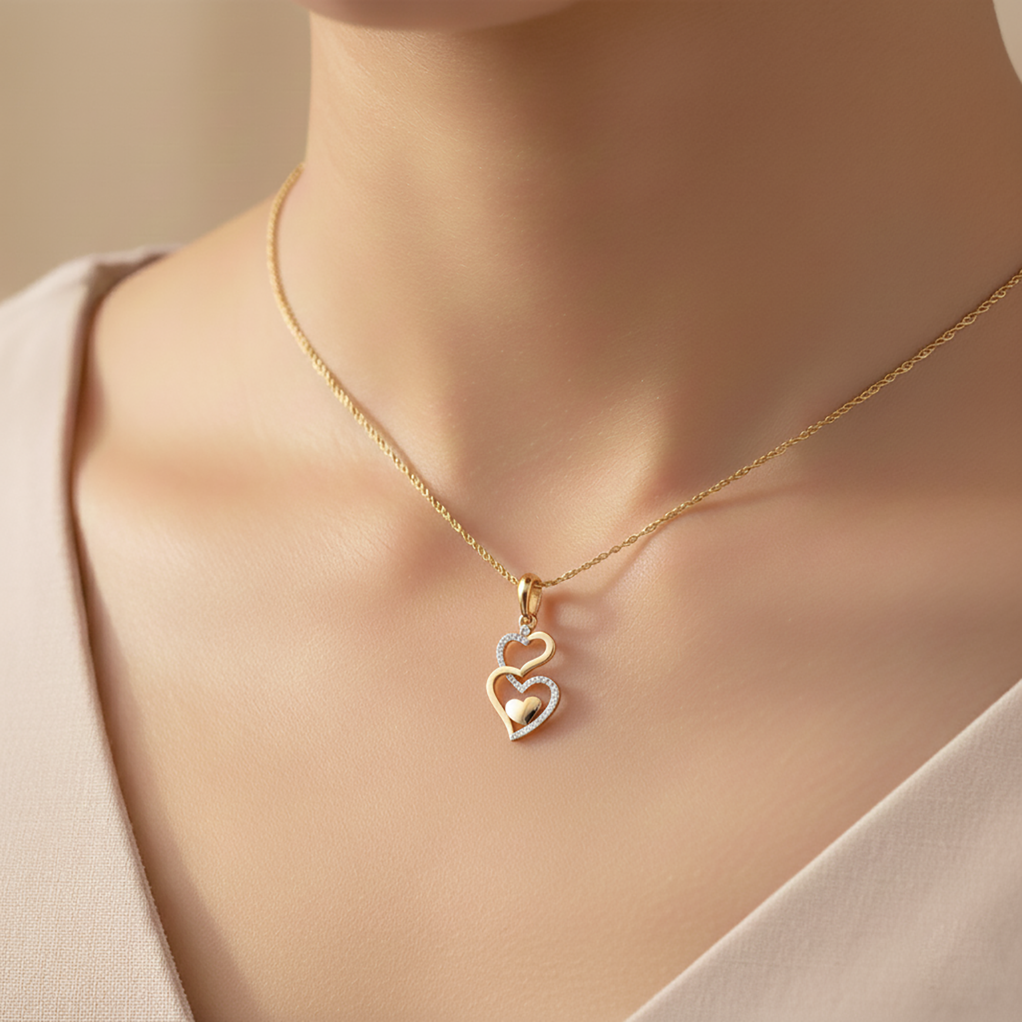 Gold Plated Triple Heart Pendant